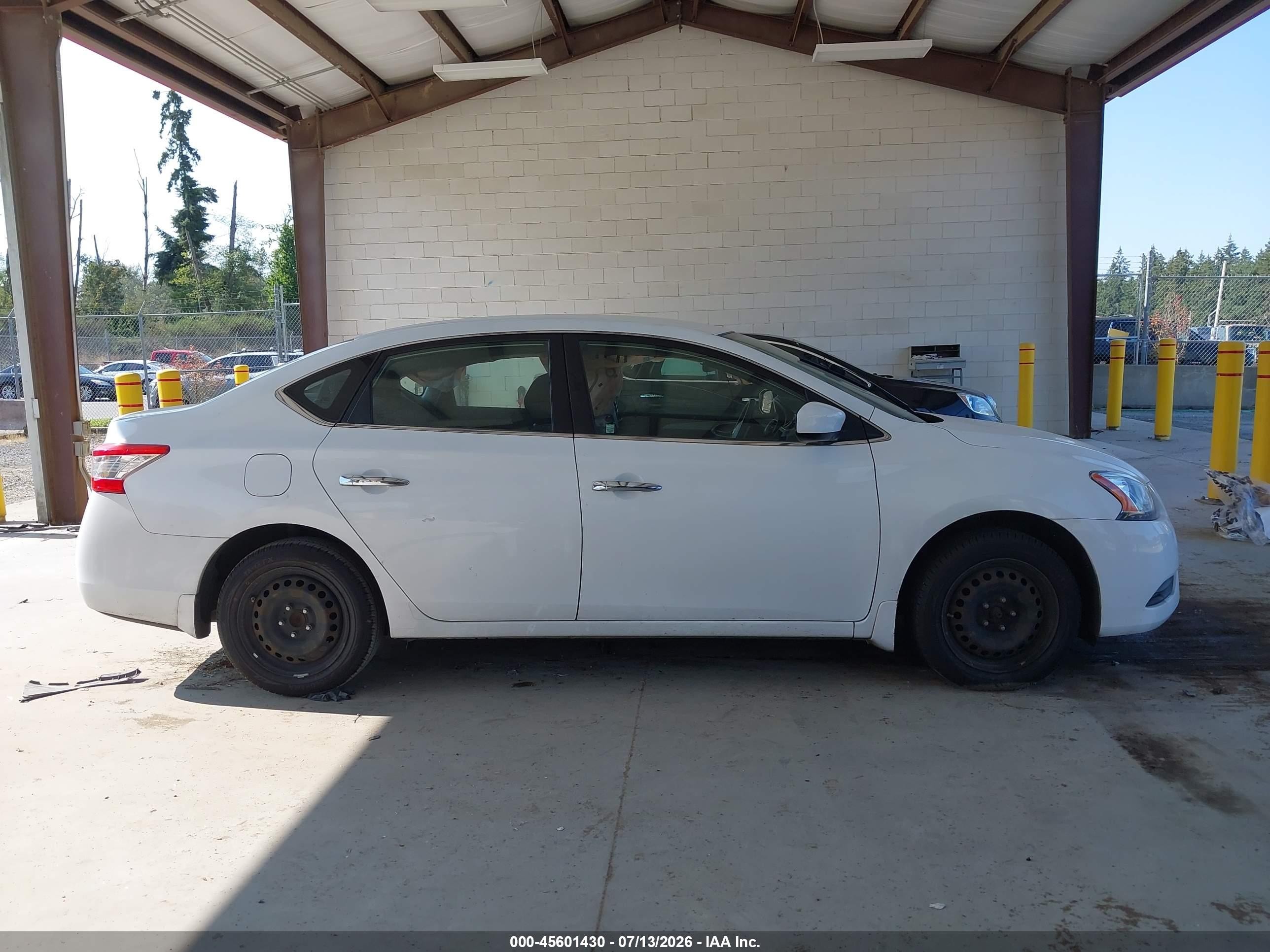 2015 Nissan Sentra S White vin: 3N1AB7AP1FY295100
