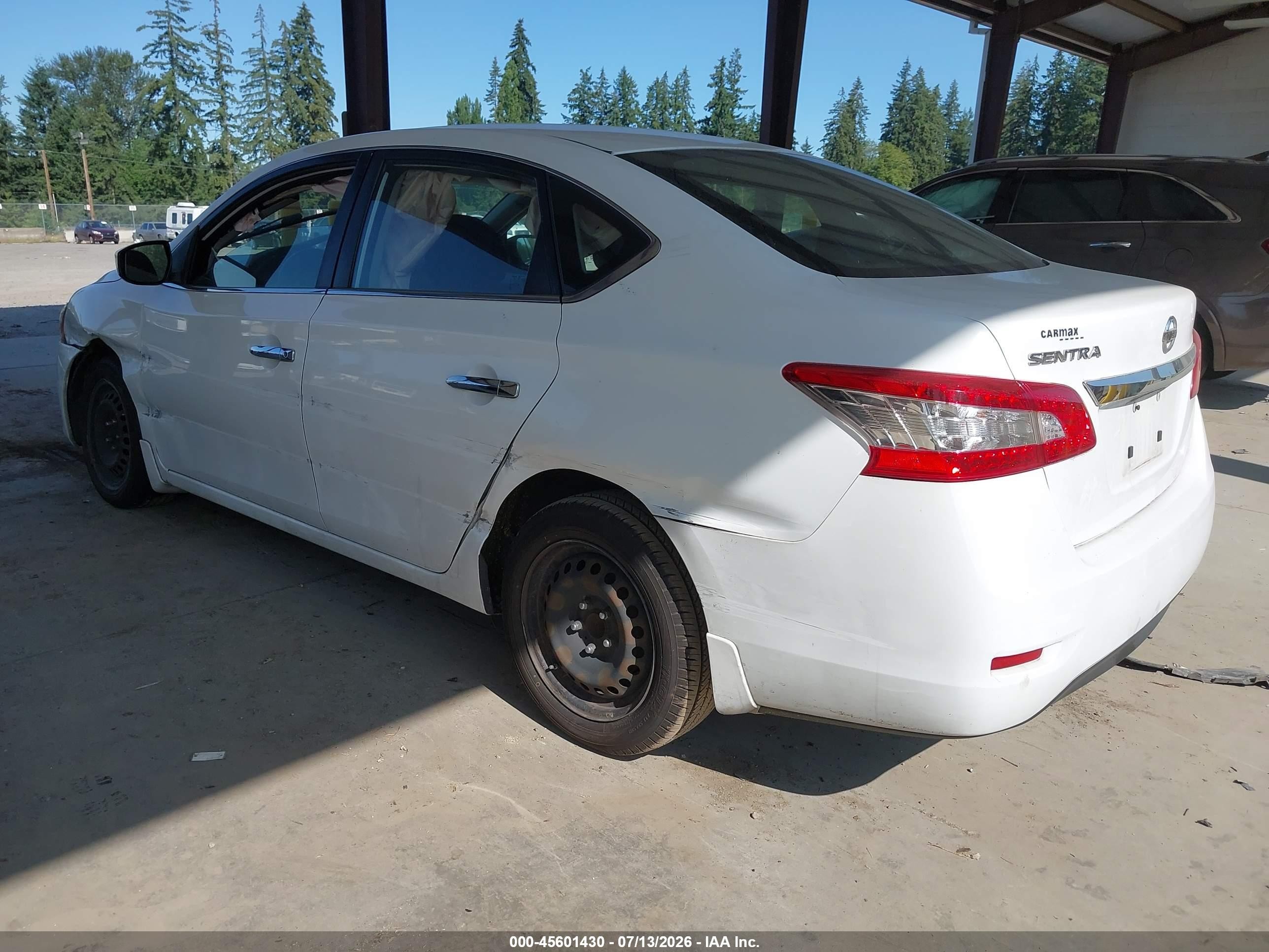 2015 Nissan Sentra S White vin: 3N1AB7AP1FY295100