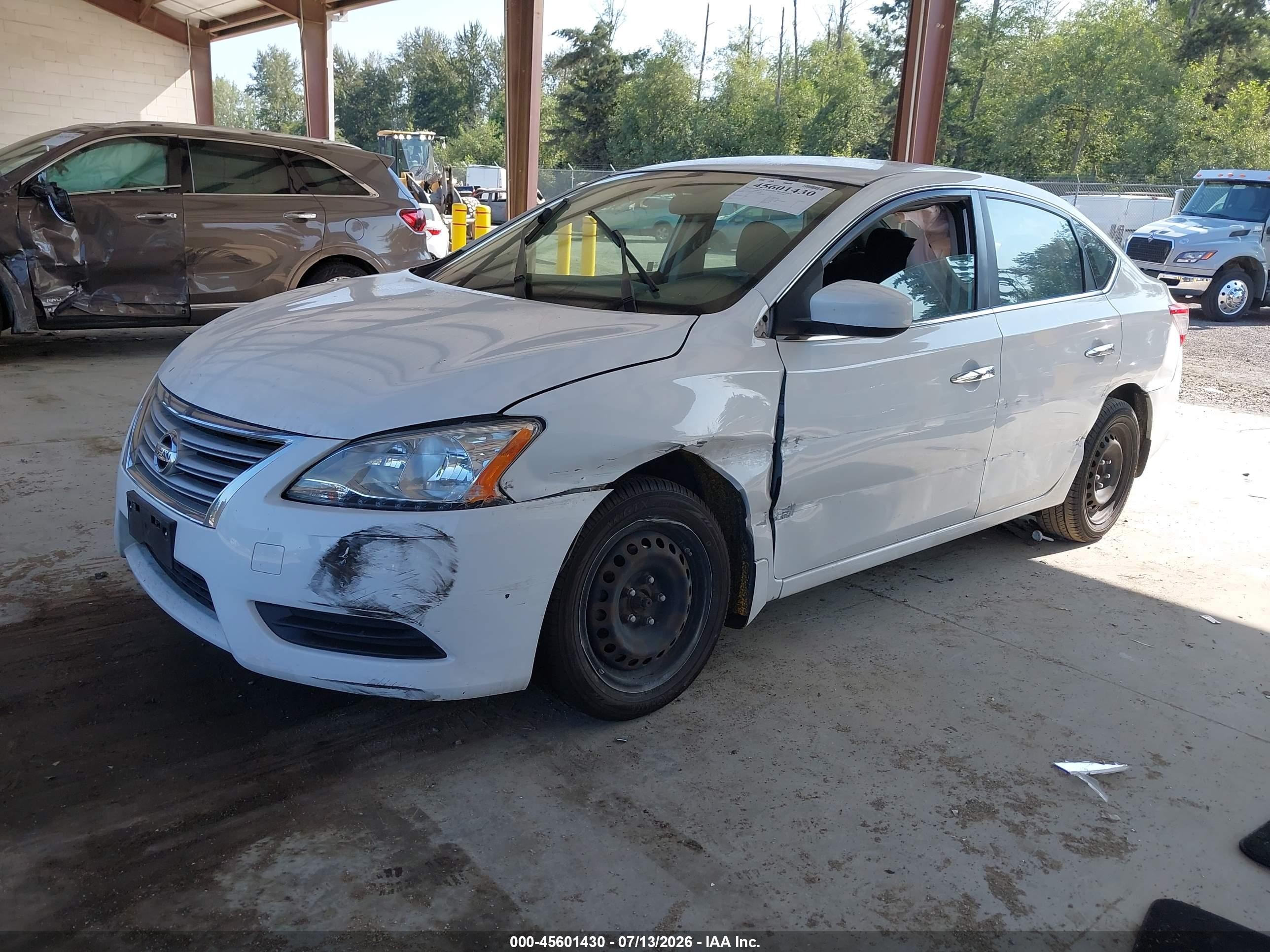 2015 Nissan Sentra S White vin: 3N1AB7AP1FY295100