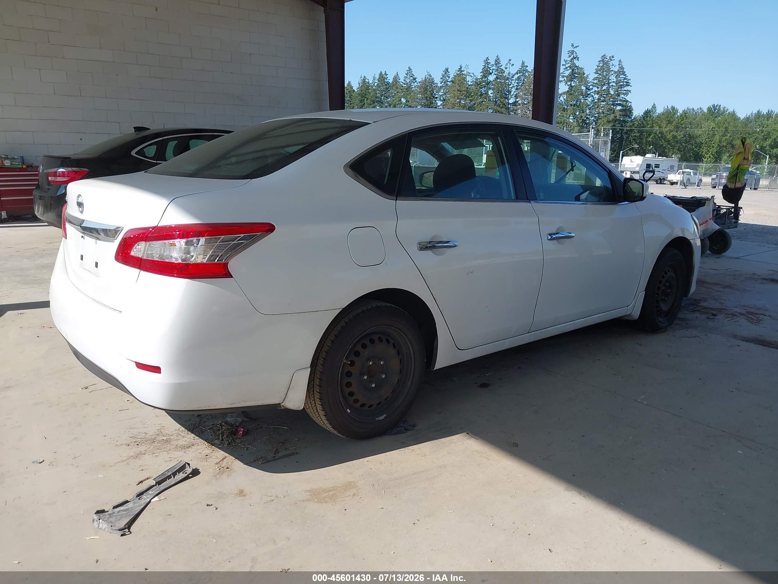 2015 Nissan Sentra S White vin: 3N1AB7AP1FY295100