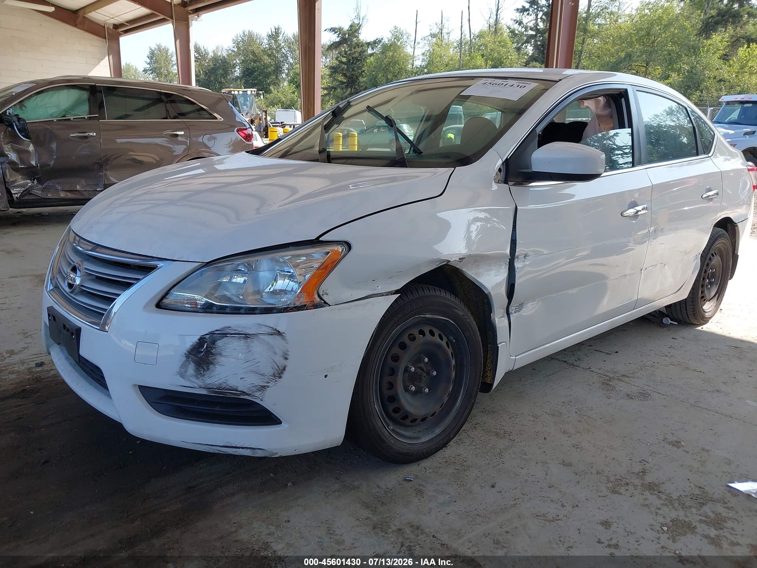 2015 Nissan Sentra S White vin: 3N1AB7AP1FY295100