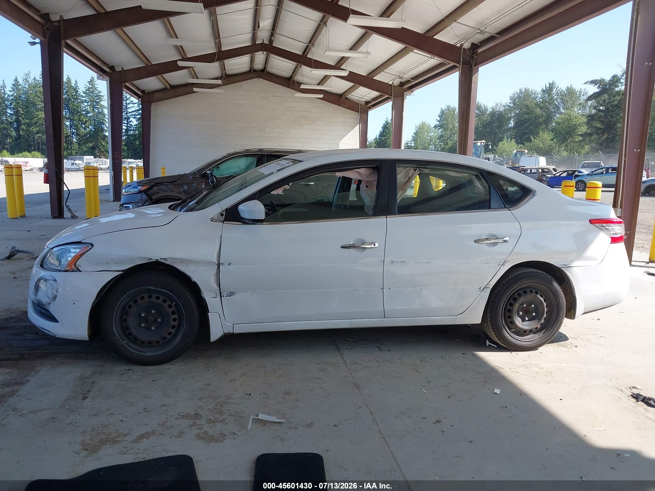 2015 Nissan Sentra S White vin: 3N1AB7AP1FY295100