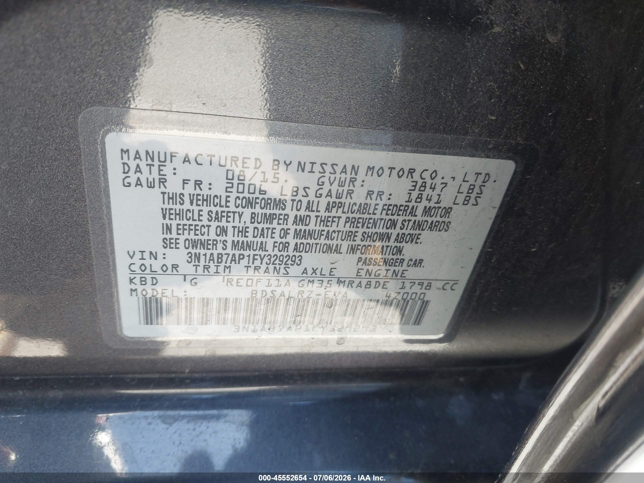 2015 Nissan Sentra Sr Gray vin: 3N1AB7AP1FY329293