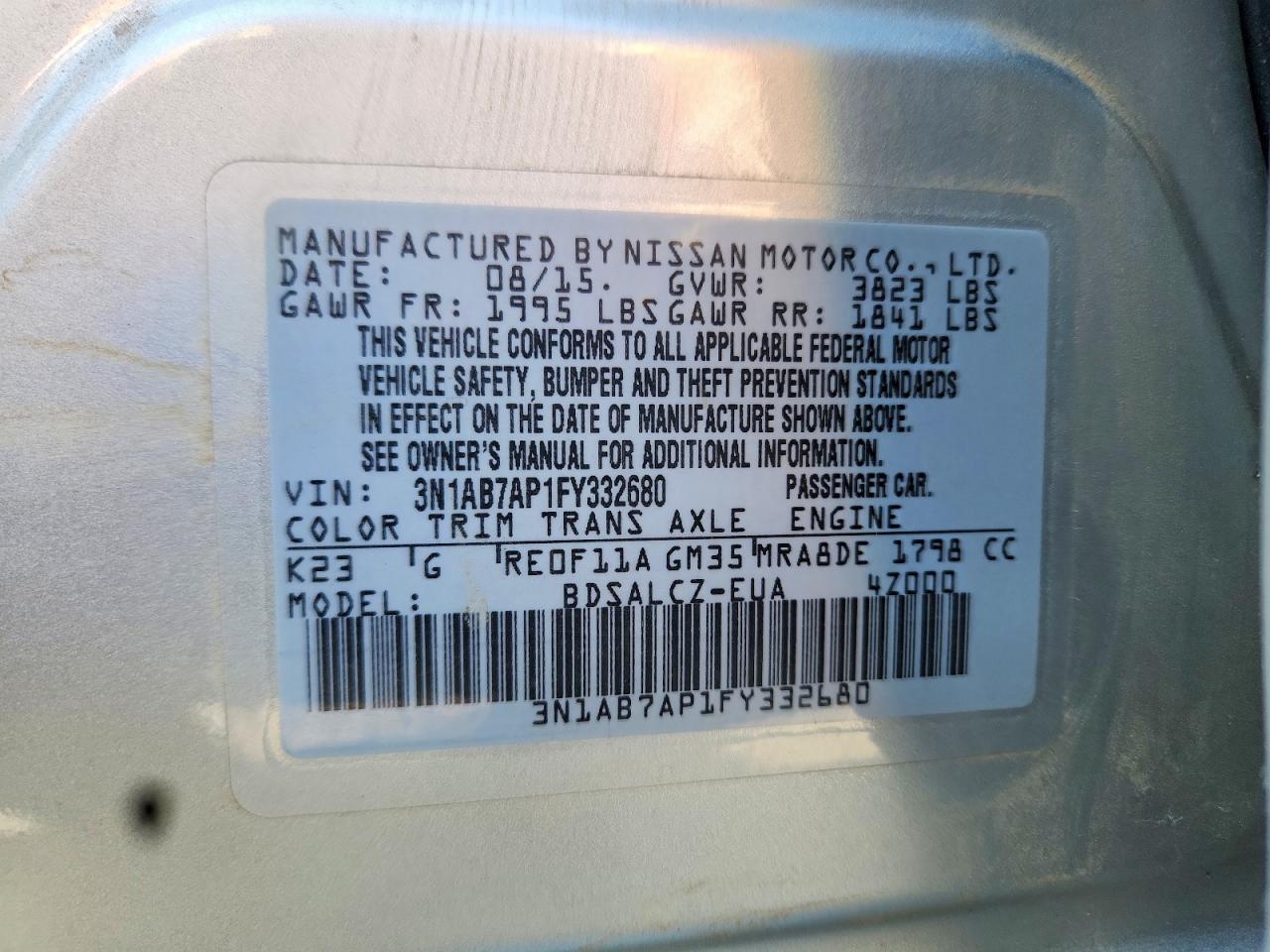 2015 Nissan Sentra S Silver vin: 3N1AB7AP1FY332680