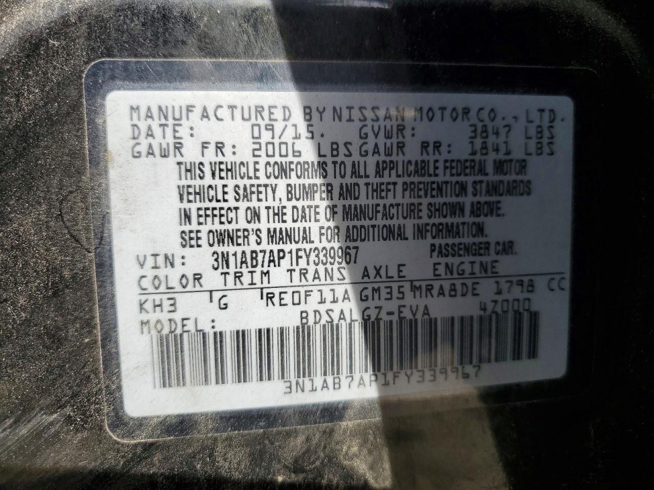 2015 Nissan Sentra Sl Black vin: 3N1AB7AP1FY339967