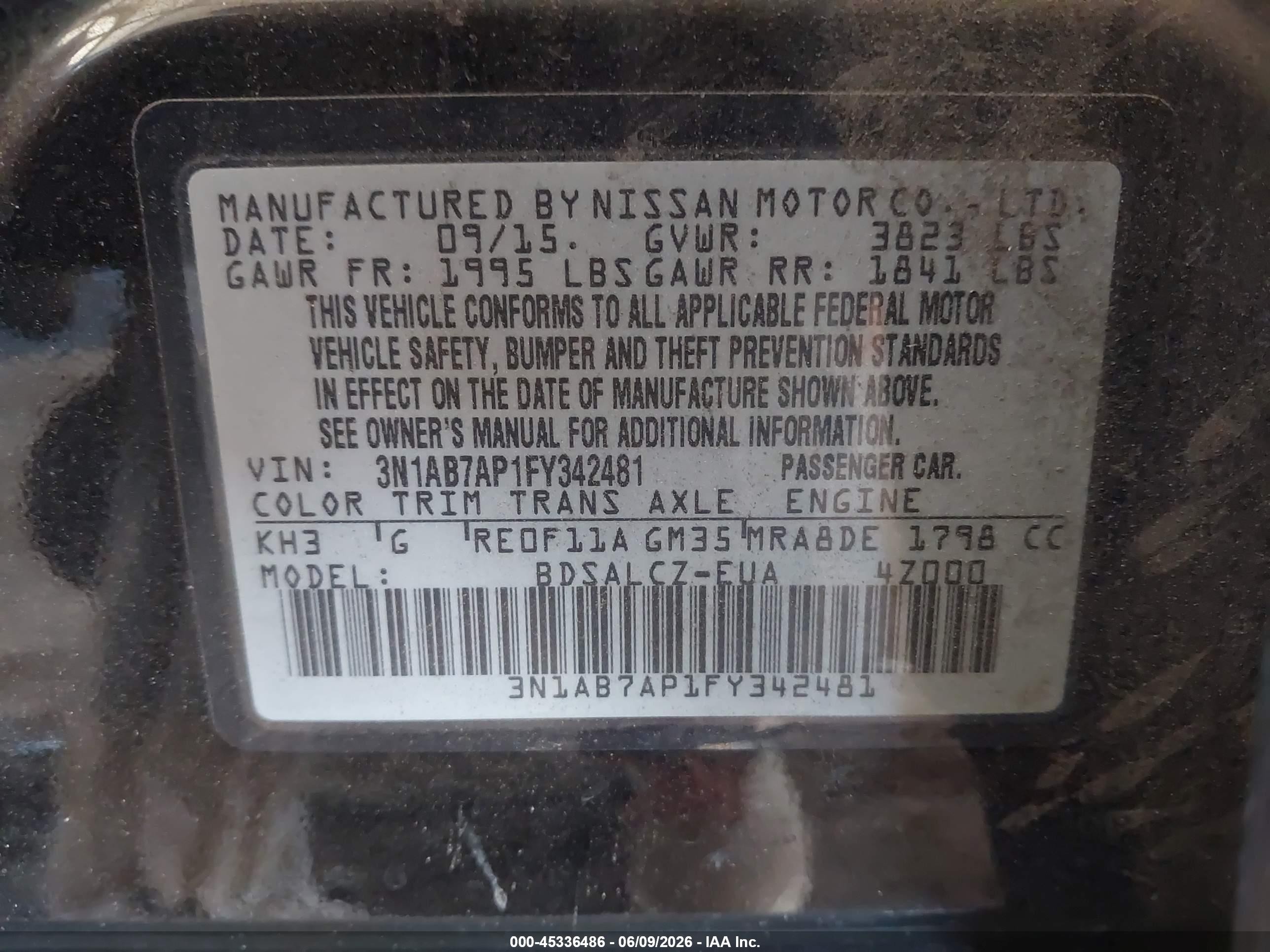 2015 Nissan Sentra S Черный vin: 3N1AB7AP1FY342481