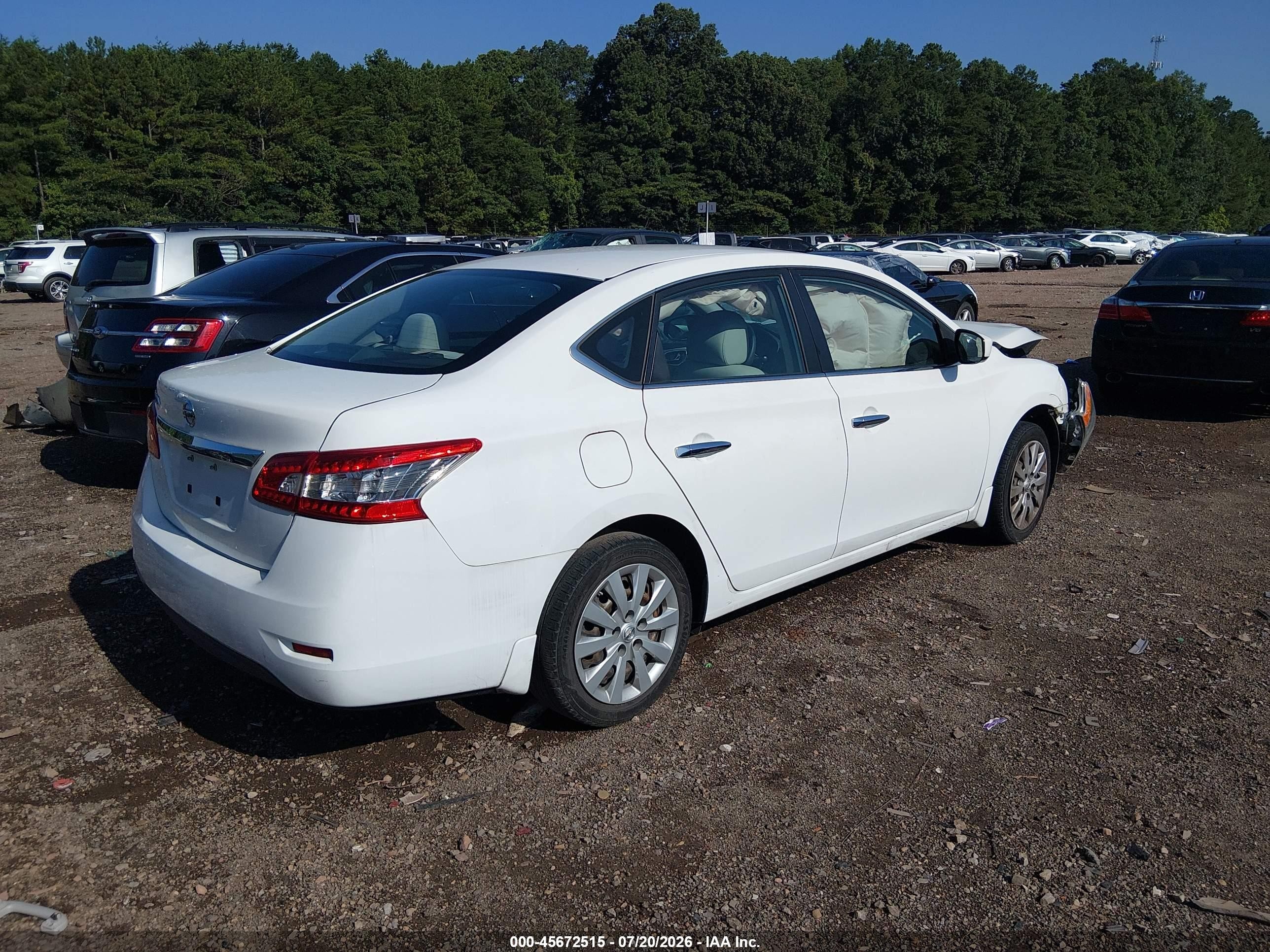 2015 Nissan Sentra S White vin: 3N1AB7AP1FY357112