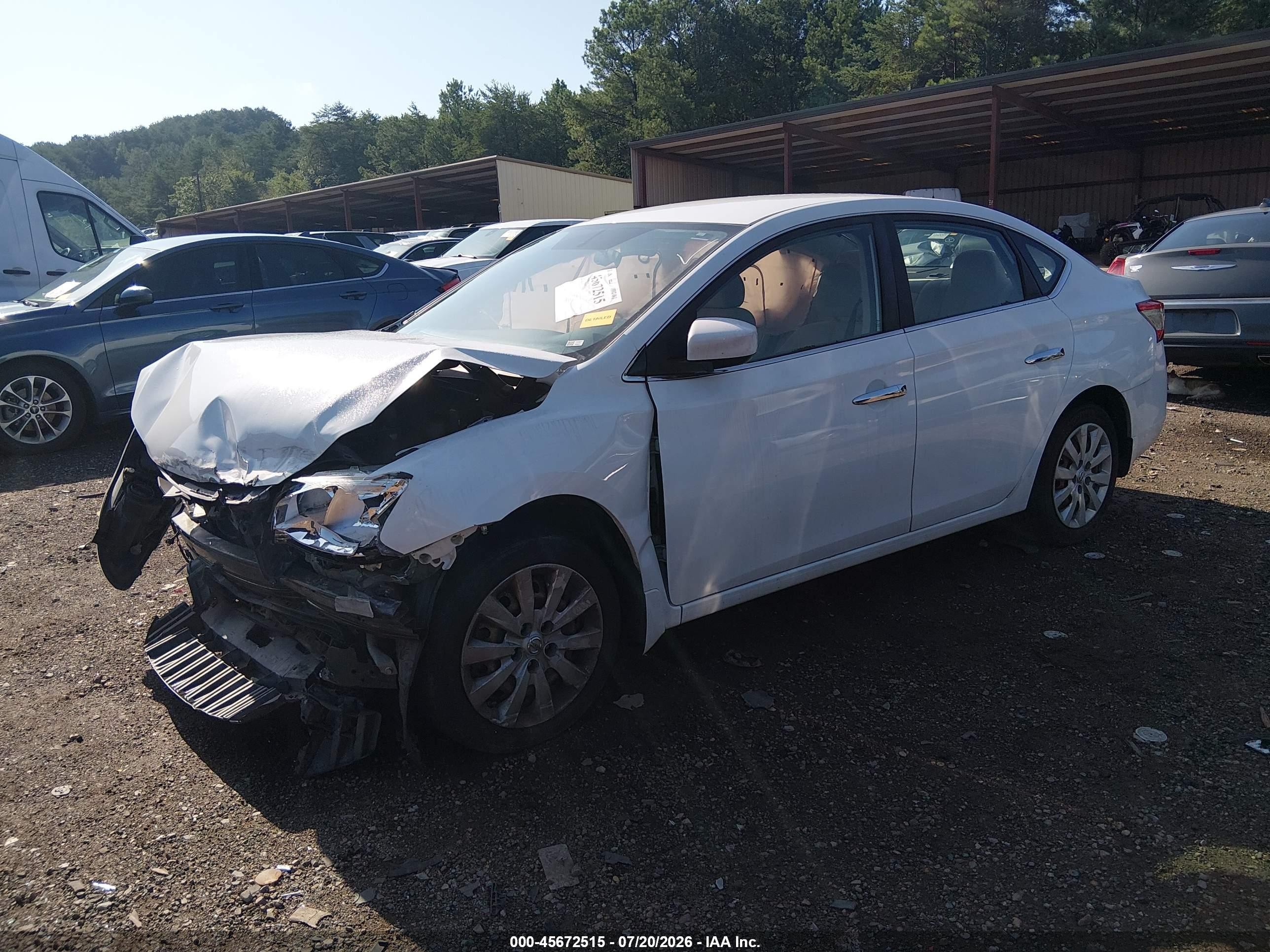 2015 Nissan Sentra S White vin: 3N1AB7AP1FY357112
