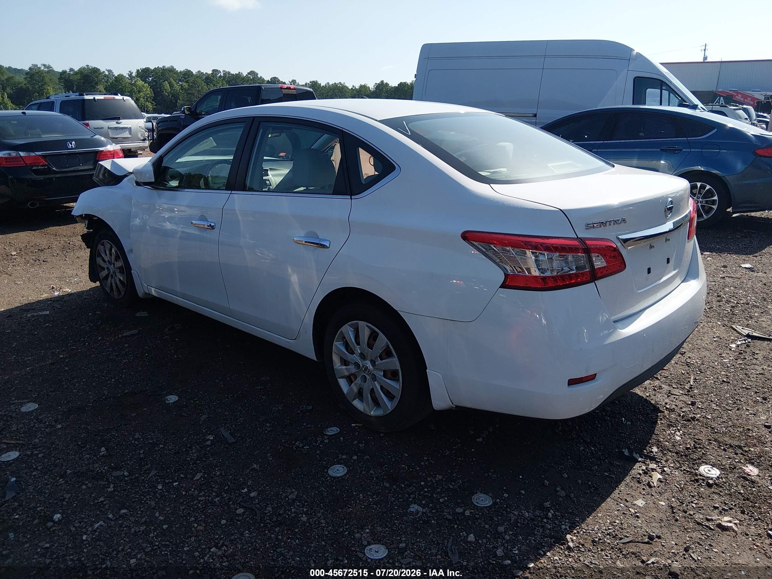2015 Nissan Sentra S White vin: 3N1AB7AP1FY357112