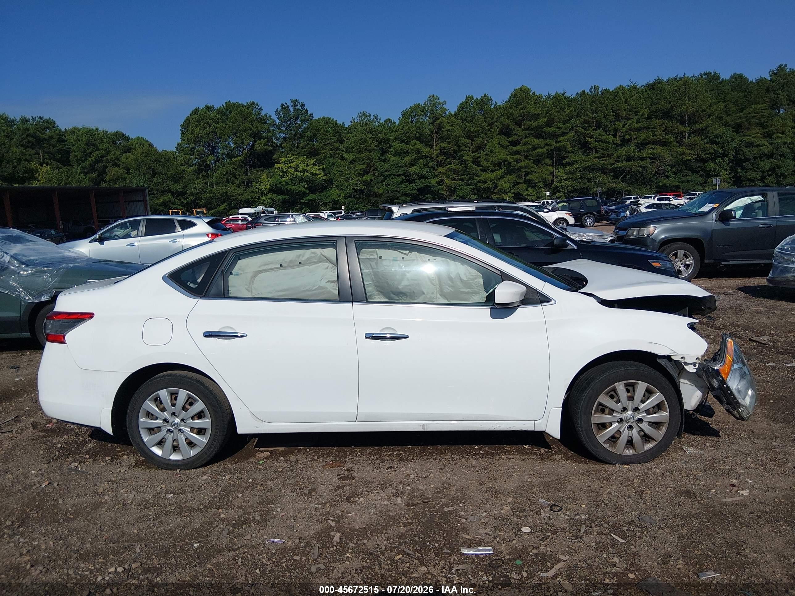 2015 Nissan Sentra S White vin: 3N1AB7AP1FY357112