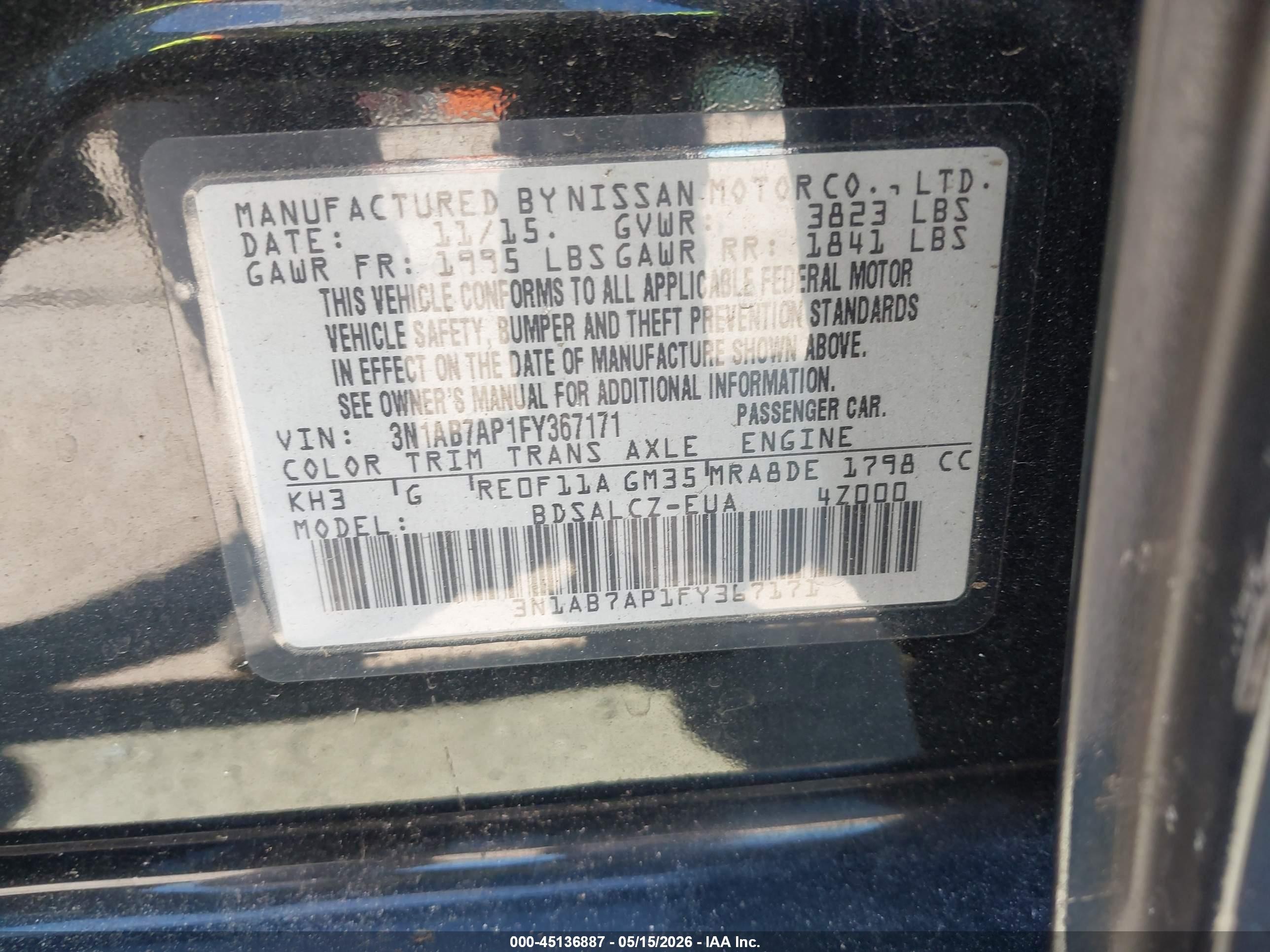 2015 Nissan Sentra S Черный vin: 3N1AB7AP1FY367171