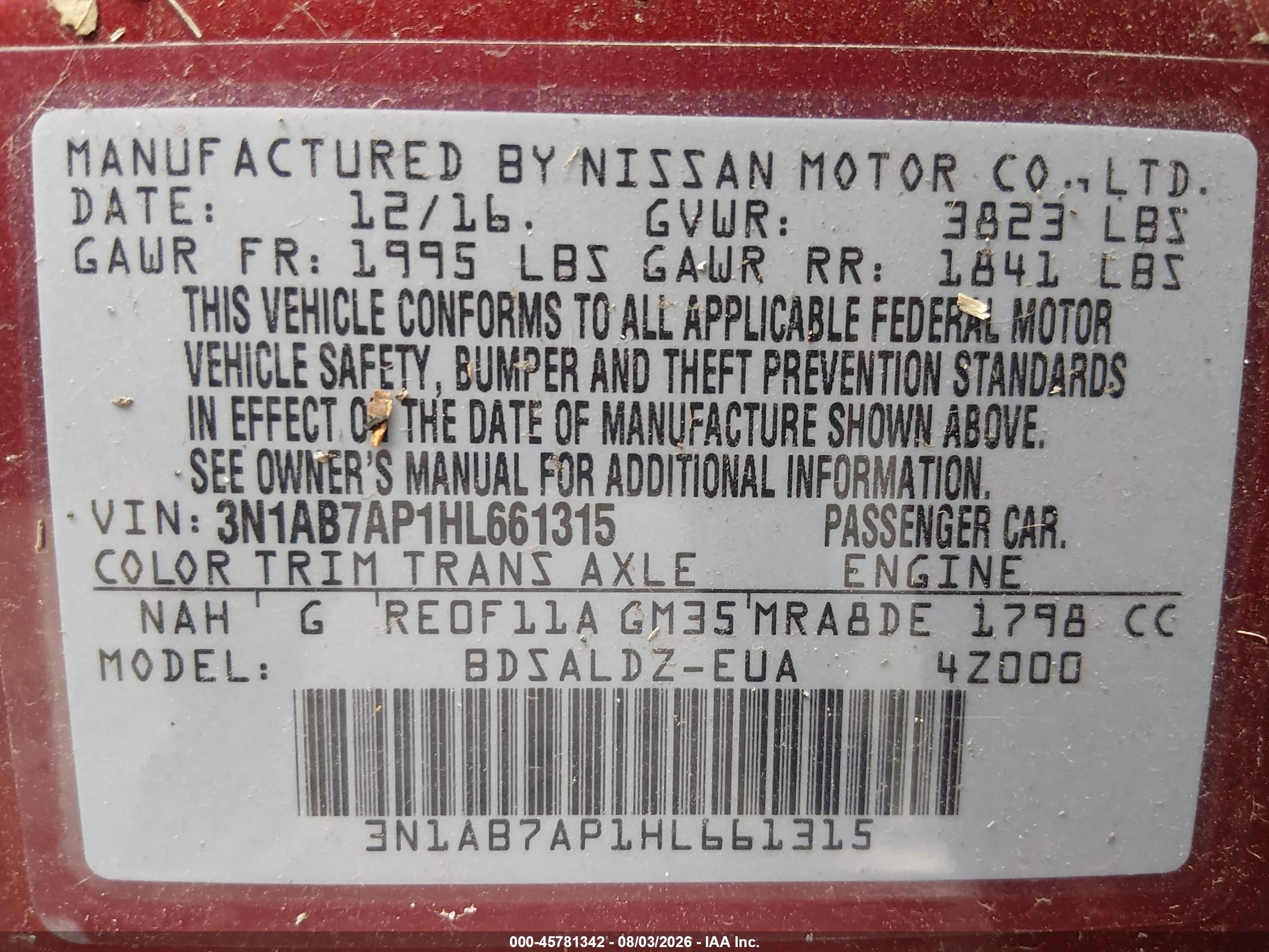 2017 Nissan Sentra Sv Красный vin: 3N1AB7AP1HL661315