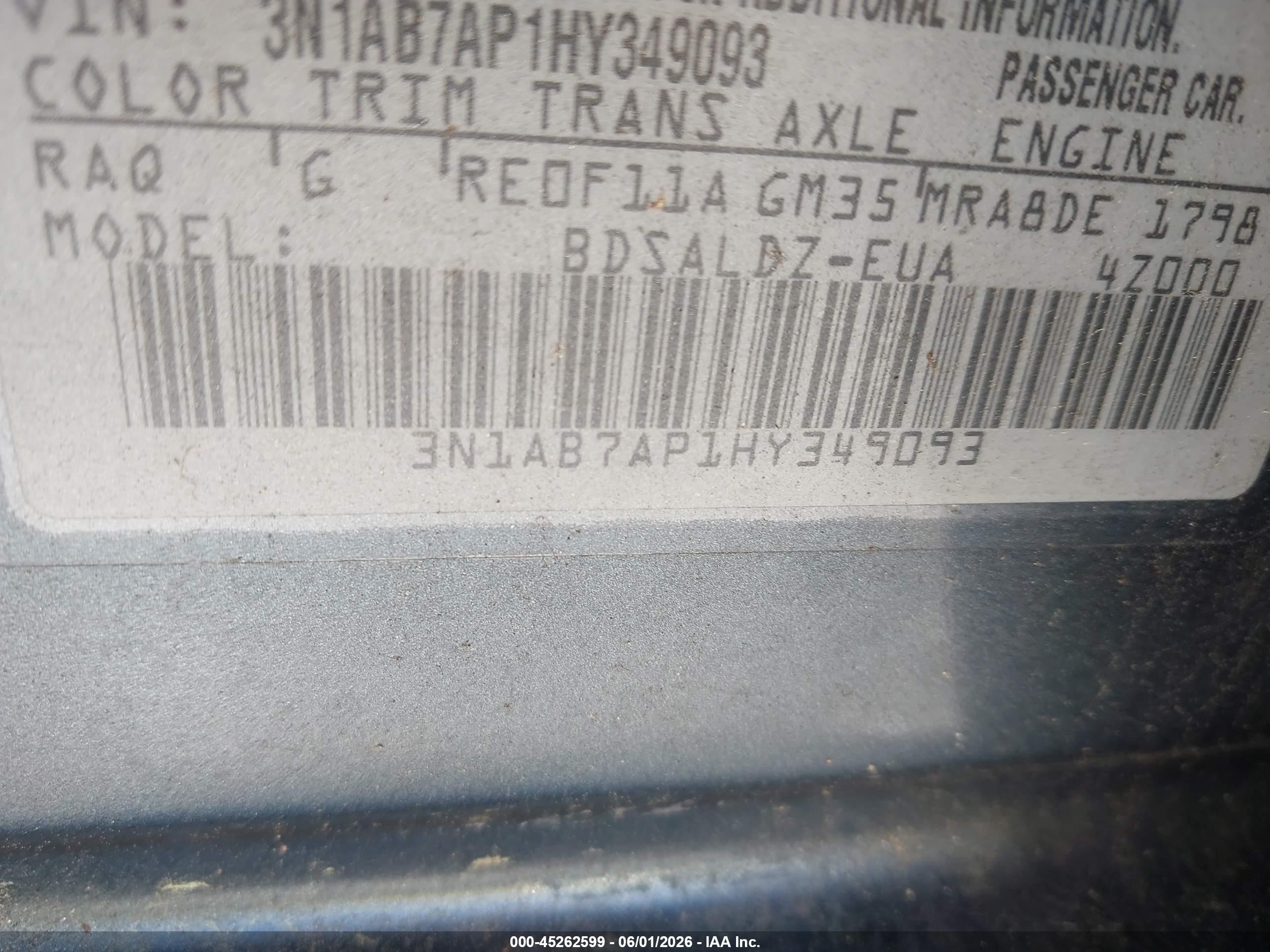 2017 Nissan Sentra Sv Gray vin: 3N1AB7AP1HY349093