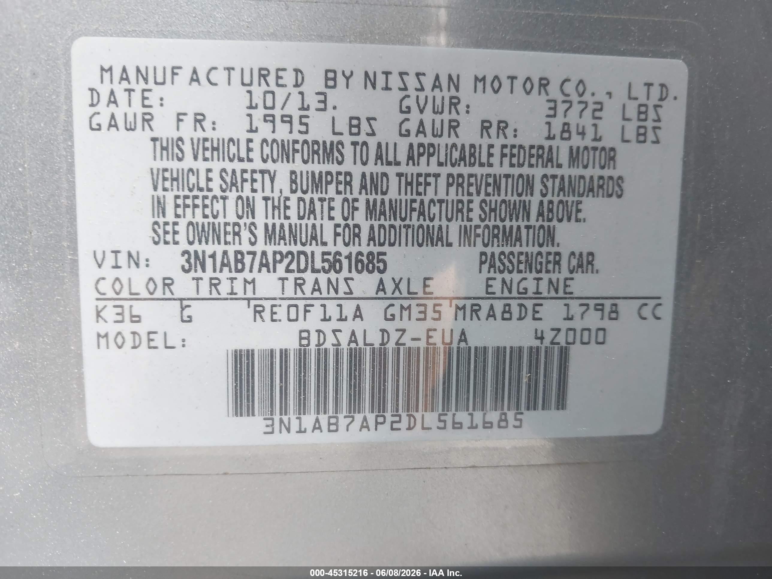 2013 Nissan Sentra Sv Silver vin: 3N1AB7AP2DL561685