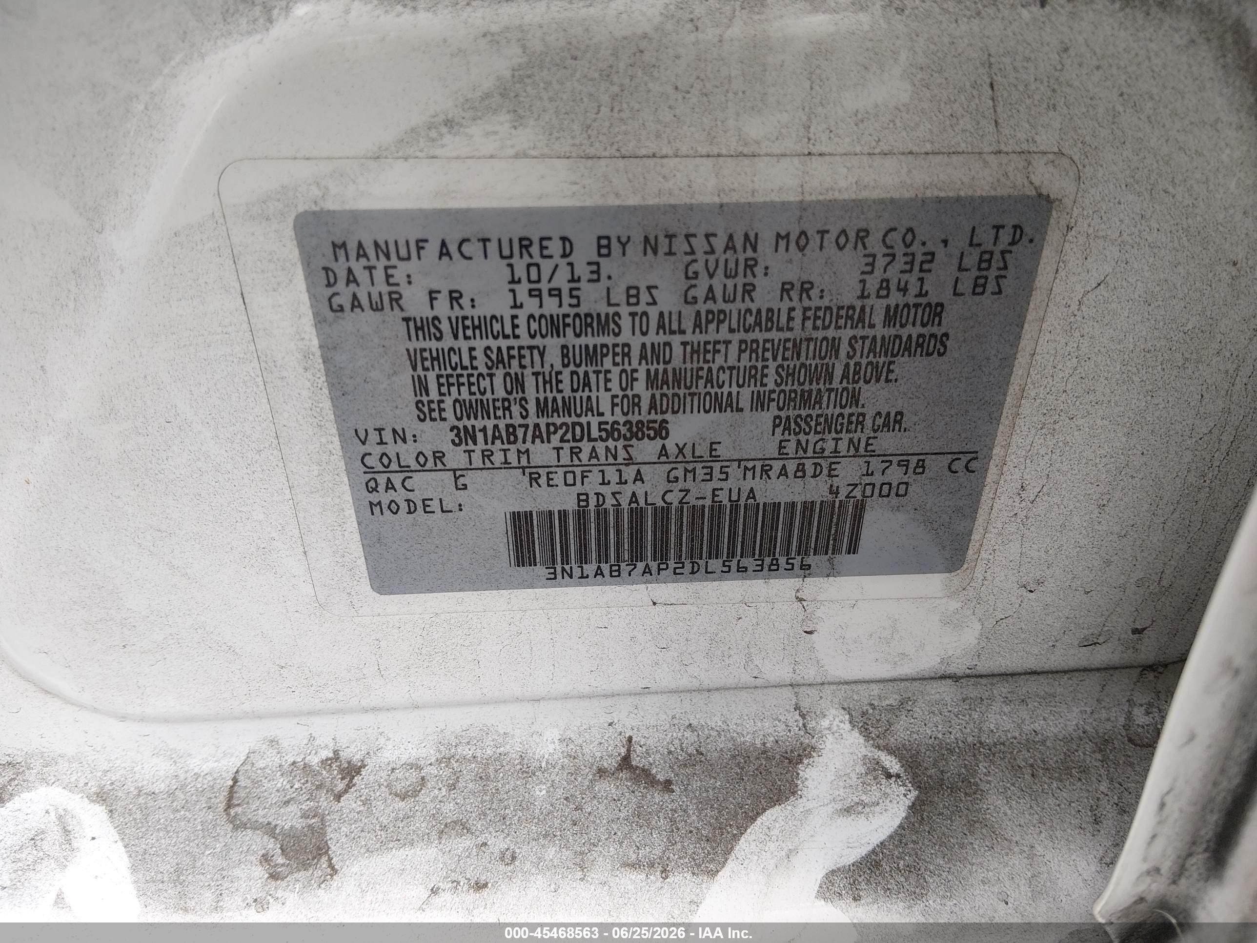 2013 Nissan Sentra Fe+ S White vin: 3N1AB7AP2DL563856