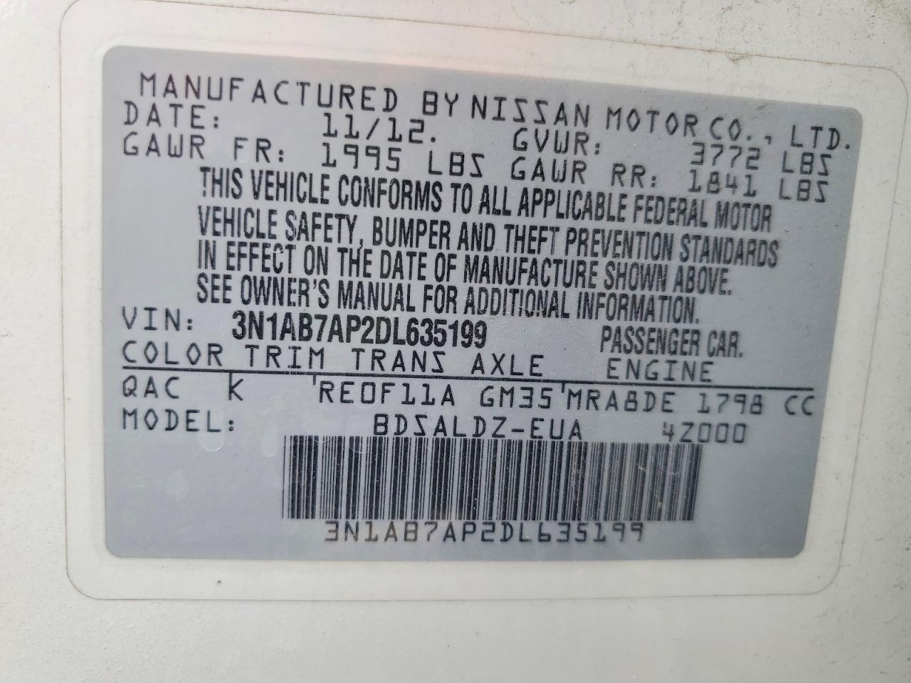 2013 Nissan Sentra S White vin: 3N1AB7AP2DL635199