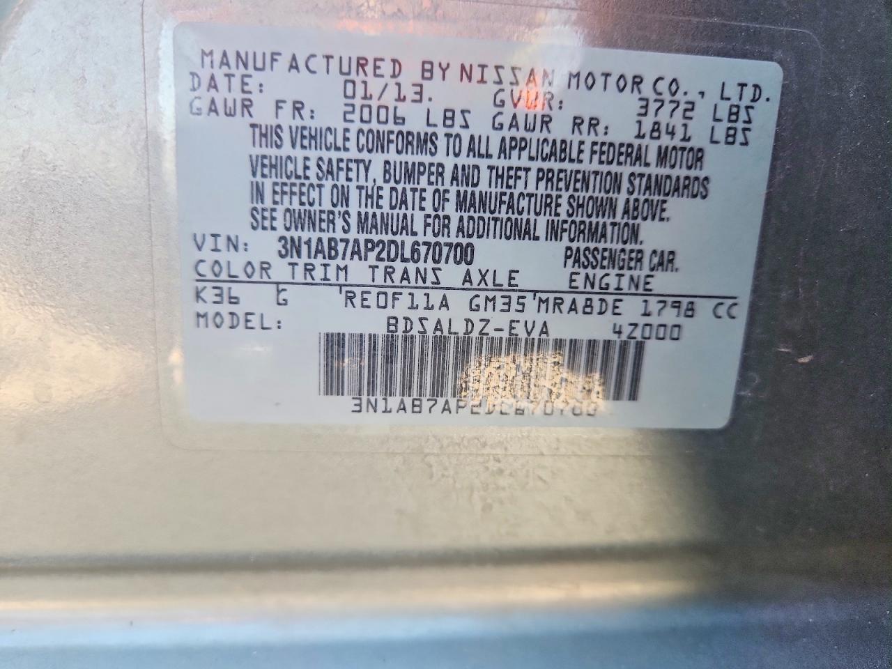 2013 Nissan Sentra S Серебряный vin: 3N1AB7AP2DL670700