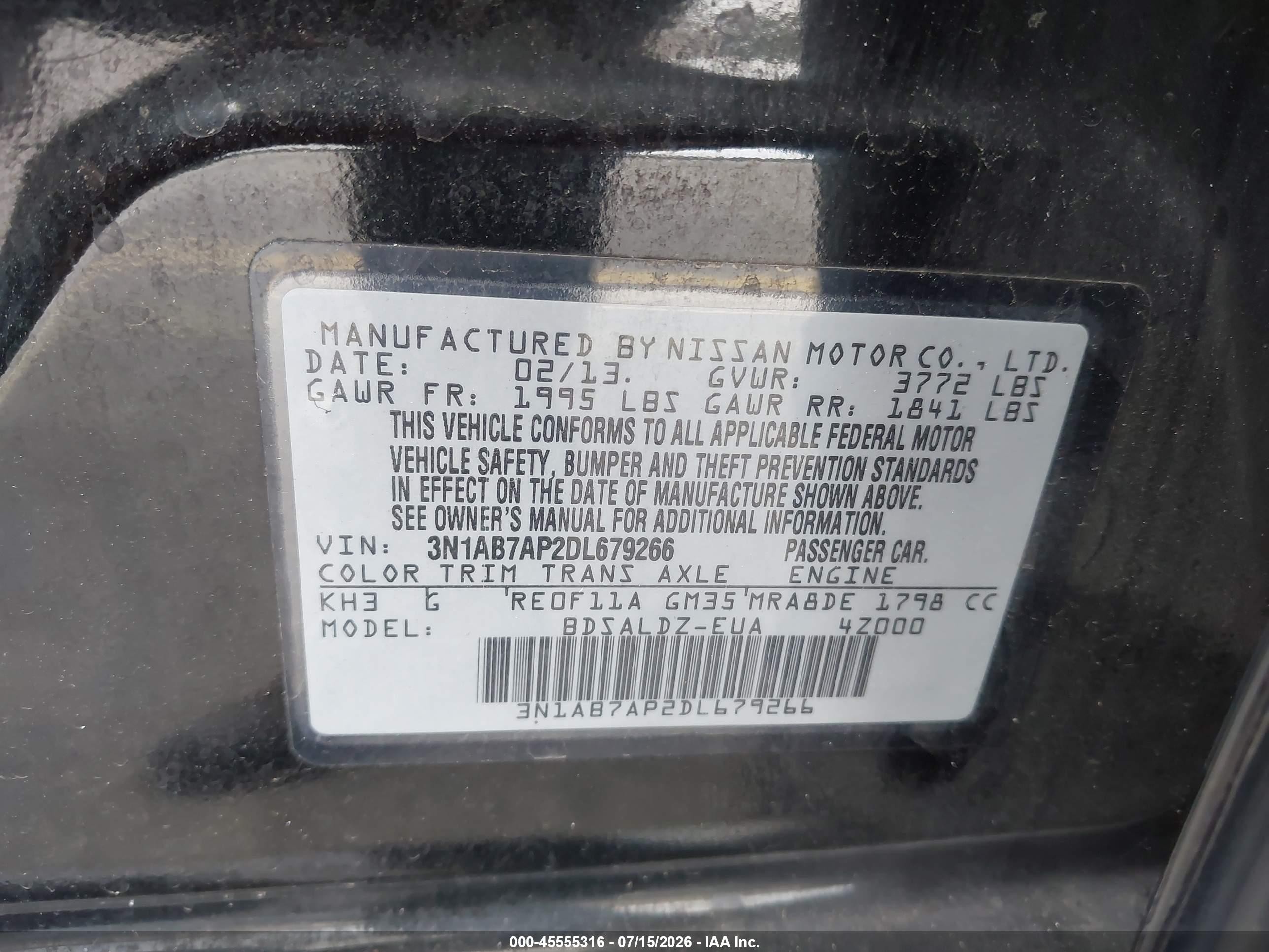 2013 Nissan Sentra Sv Black vin: 3N1AB7AP2DL679266