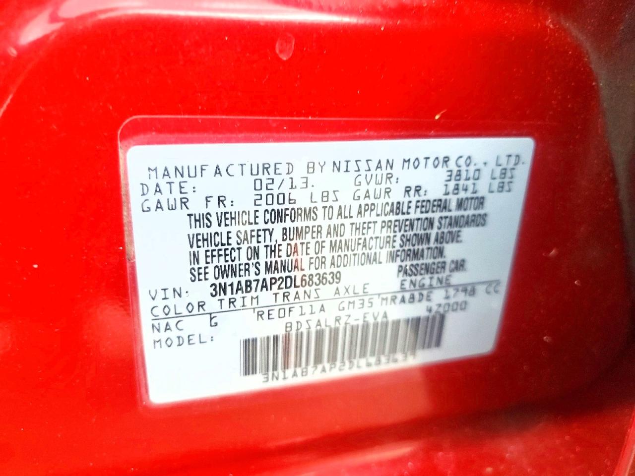 2013 Nissan Sentra S Red vin: 3N1AB7AP2DL683639