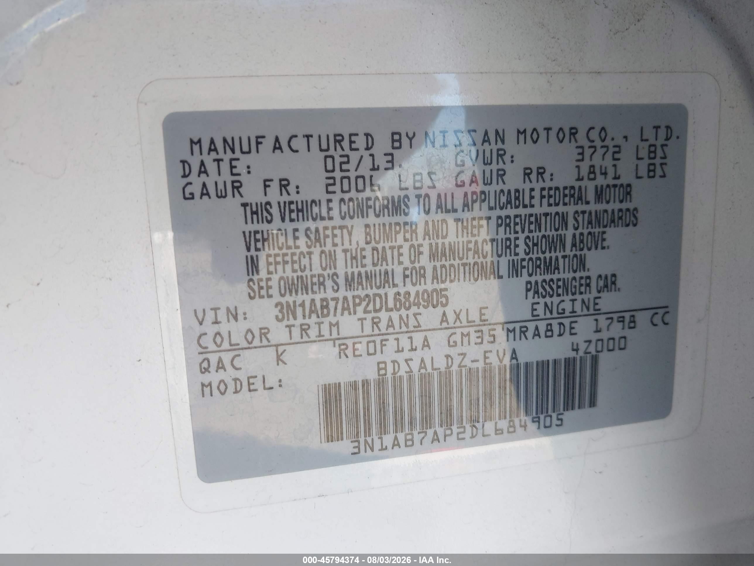 2013 Nissan Sentra Sv White vin: 3N1AB7AP2DL684905