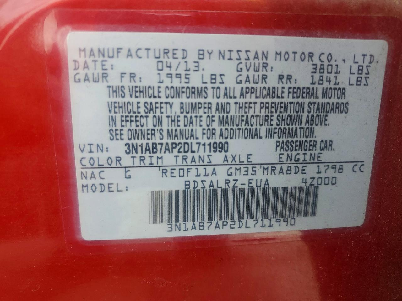 2013 Nissan Sentra S Burgundy vin: 3N1AB7AP2DL711990