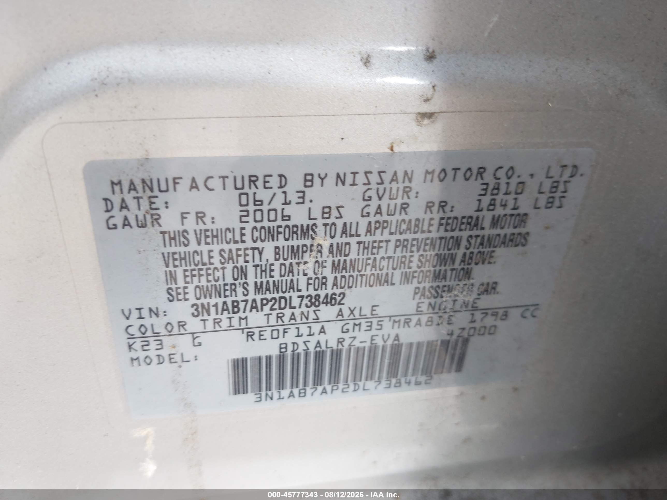 2013 Nissan Sentra Sr Gray vin: 3N1AB7AP2DL738462