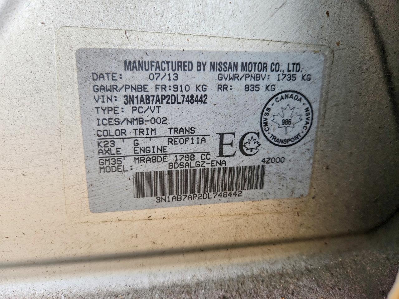 2013 Nissan Sentra S Silver vin: 3N1AB7AP2DL748442