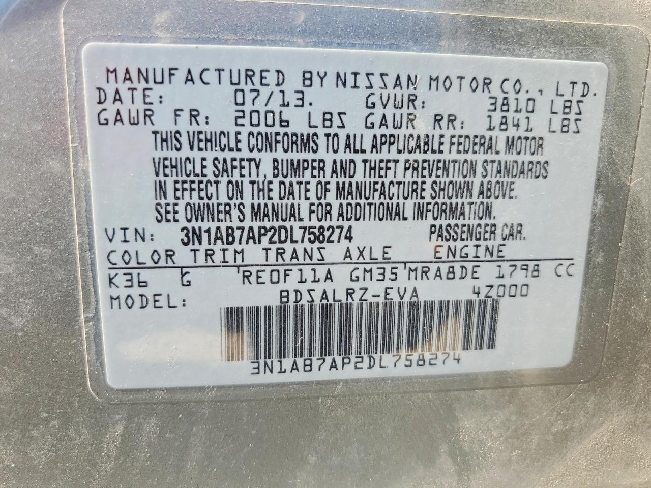 2013 Nissan Sentra S Silver vin: 3N1AB7AP2DL758274