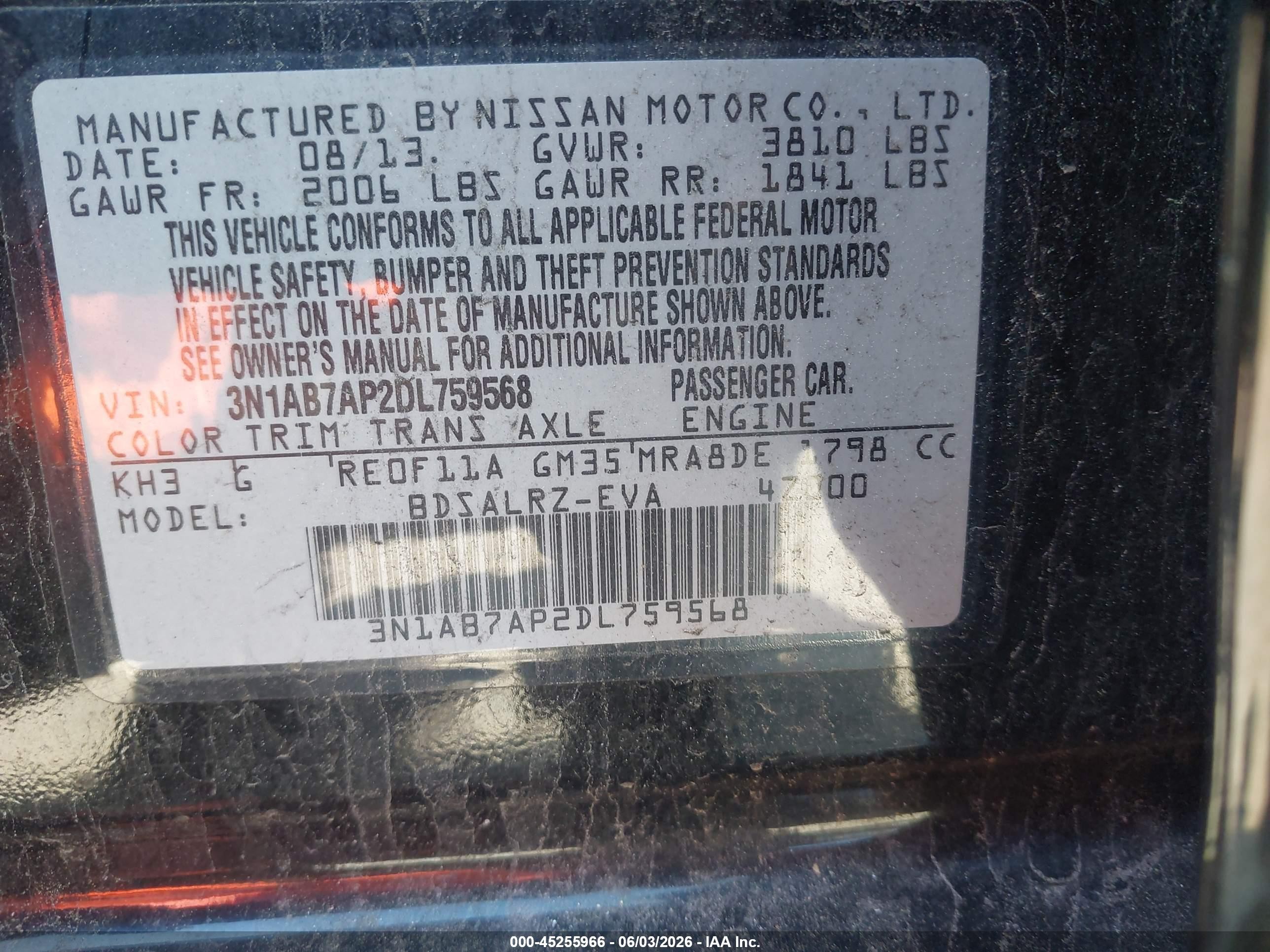 2013 Nissan Sentra Sr Black vin: 3N1AB7AP2DL759568
