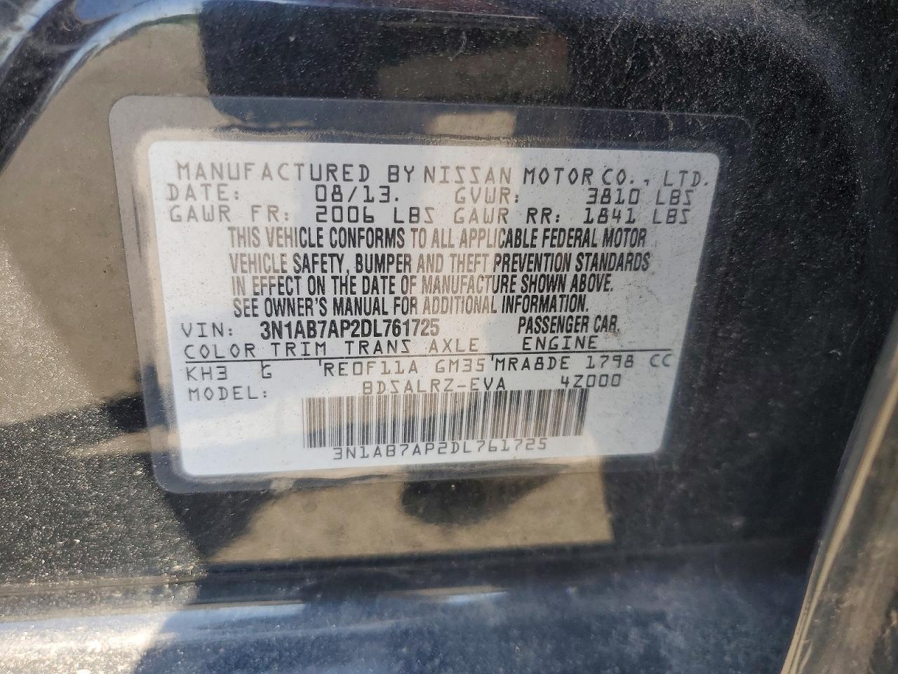 2013 Nissan Sentra S Black vin: 3N1AB7AP2DL761725