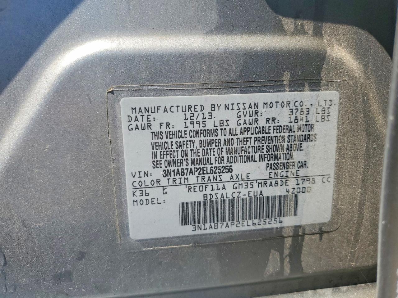 2014 Nissan Sentra S Silver vin: 3N1AB7AP2EL625256