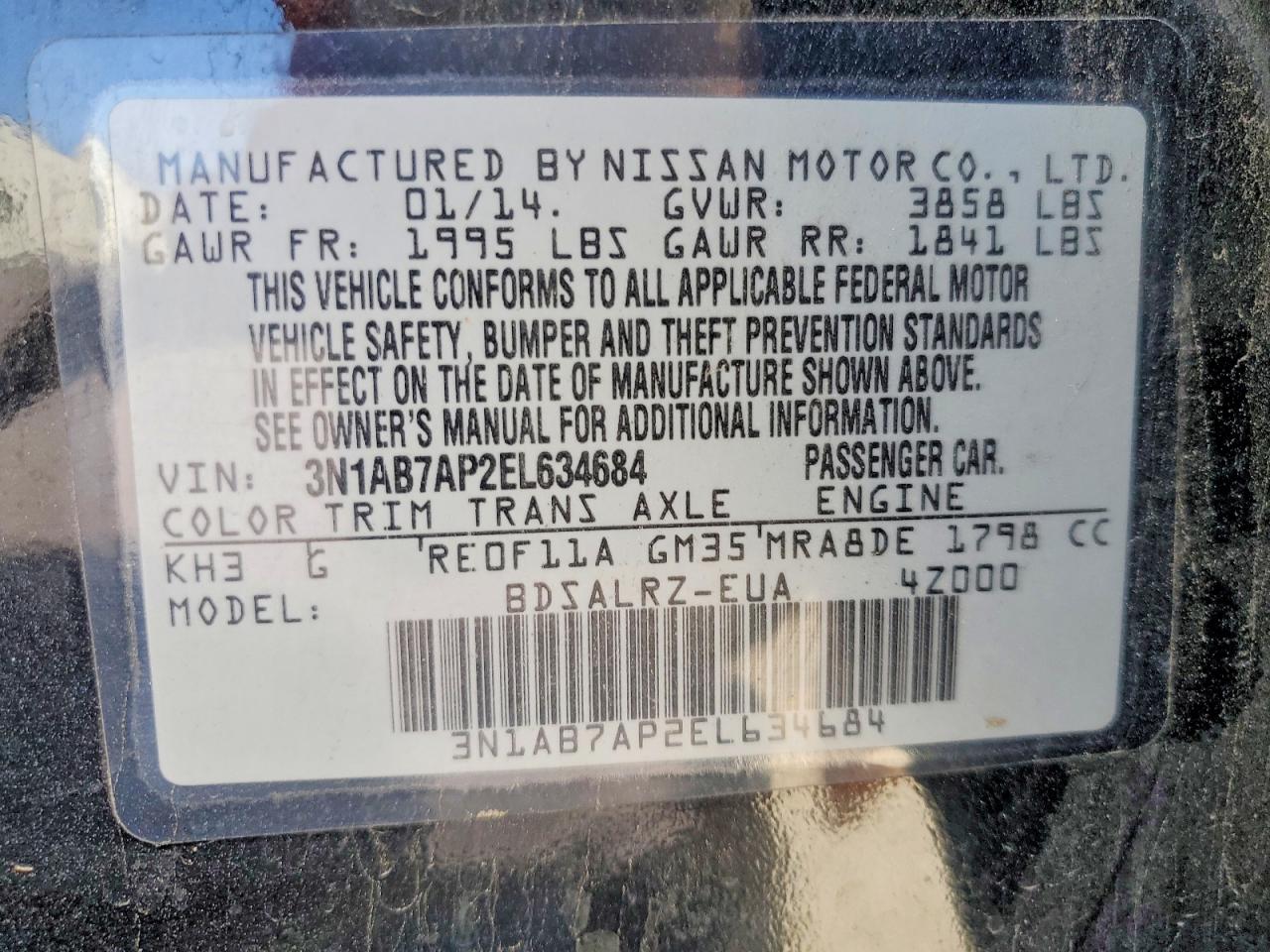 2014 Nissan Sentra Sr Black vin: 3N1AB7AP2EL634684