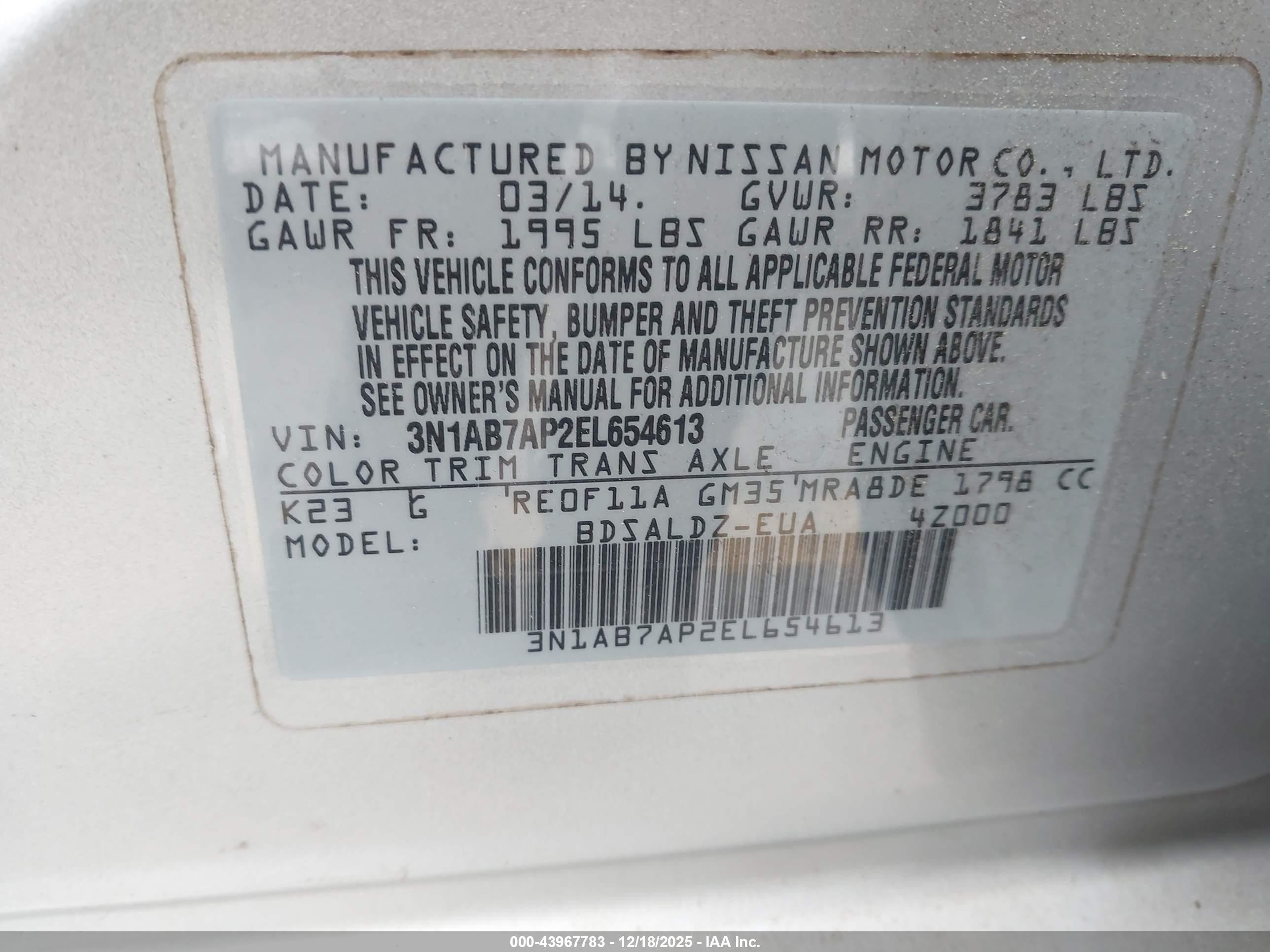 2014 Nissan Sentra Sv Silver vin: 3N1AB7AP2EL654613