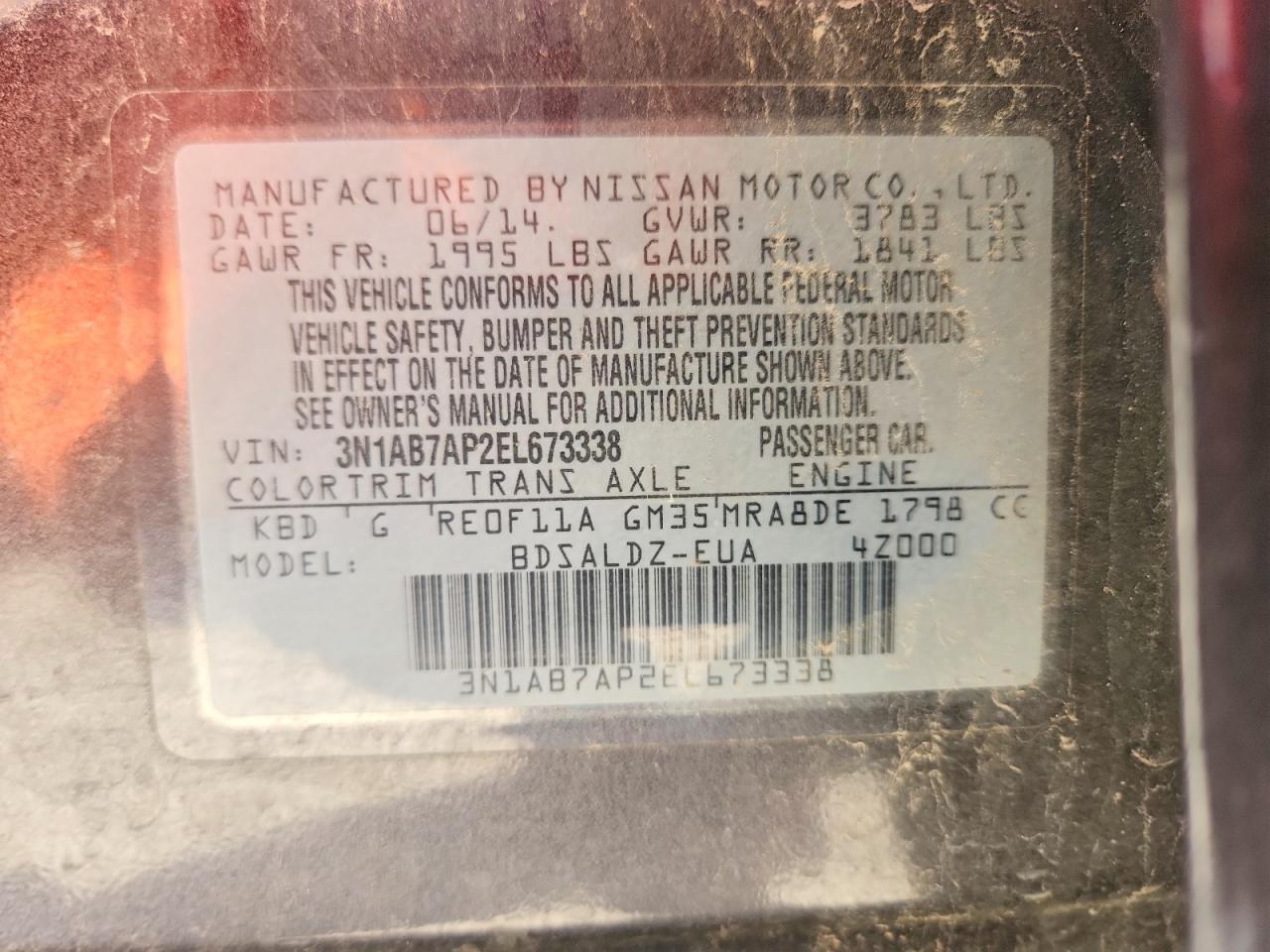 2014 Nissan Sentra Sv Gray vin: 3N1AB7AP2EL673338