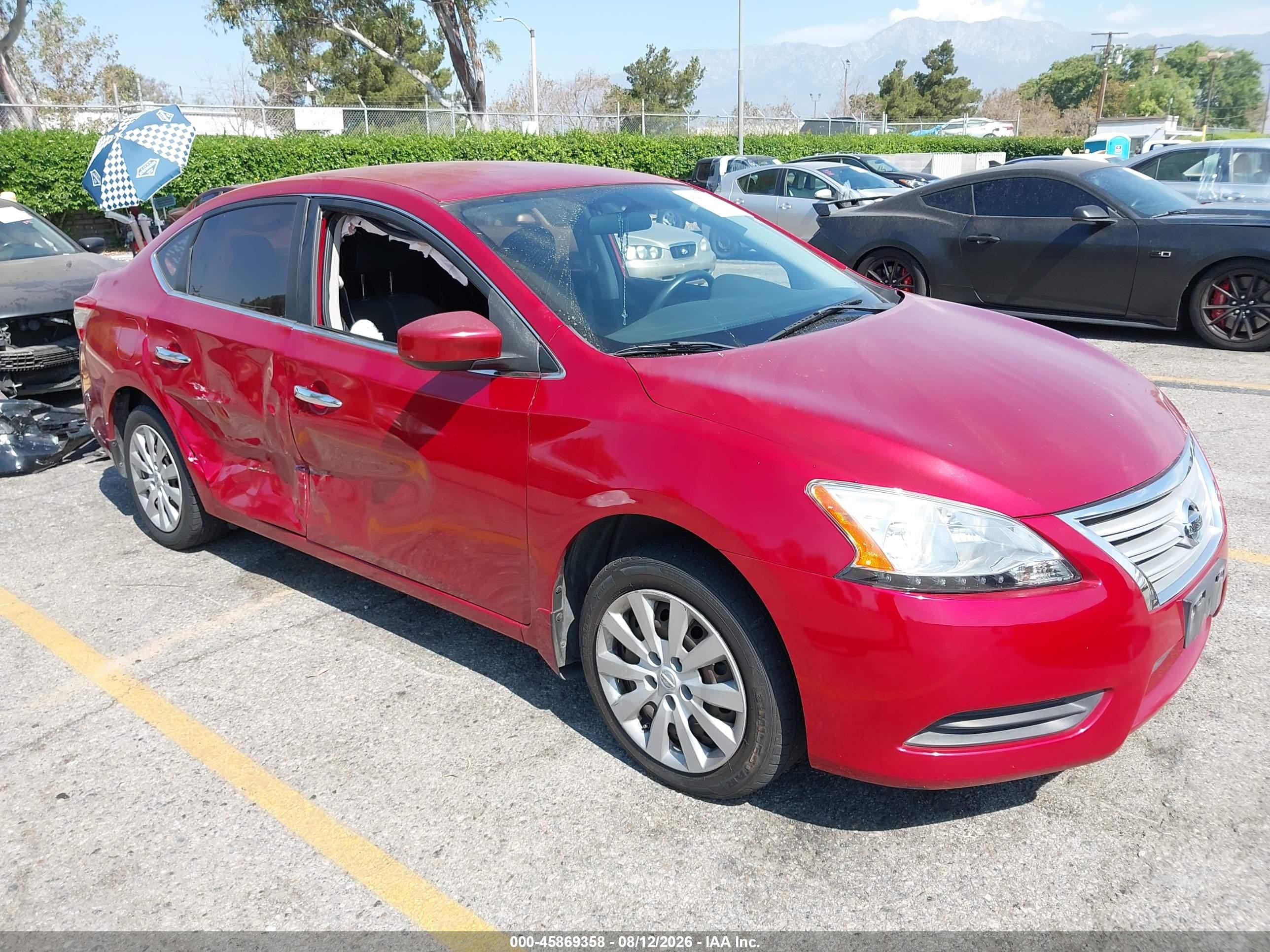 2014 Nissan Sentra S Red vin: 3N1AB7AP2EL692293