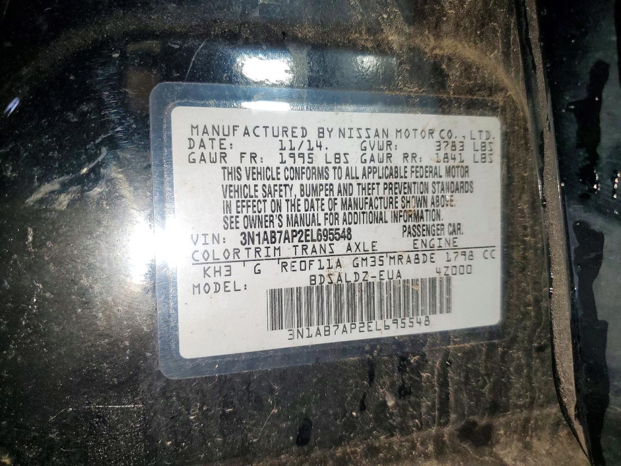 2014 Nissan Sentra Sv Black vin: 3N1AB7AP2EL695548