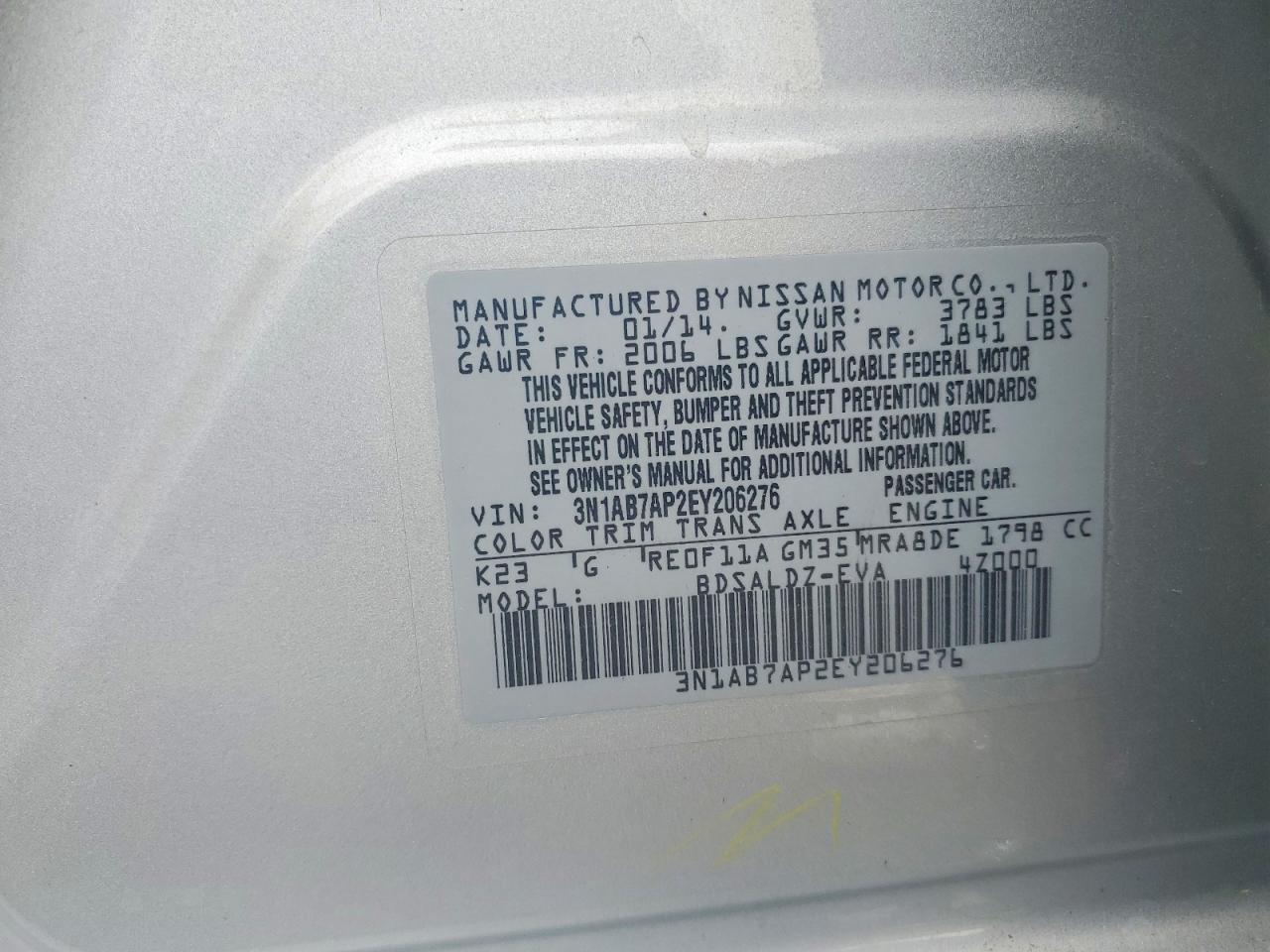 2014 Nissan Sentra Sv Silver vin: 3N1AB7AP2EY206276