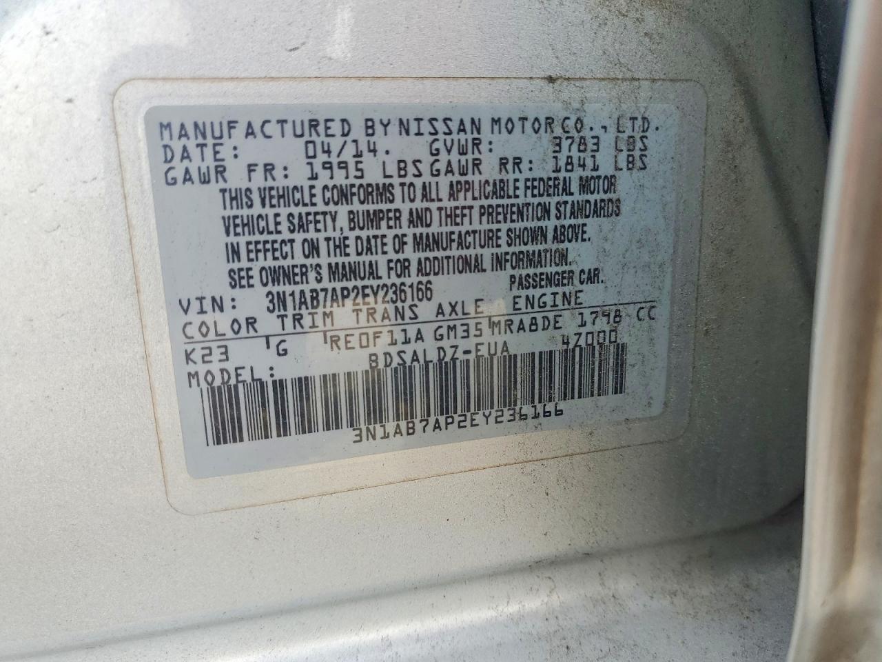 2014 Nissan Sentra Sv Silver vin: 3N1AB7AP2EY236166