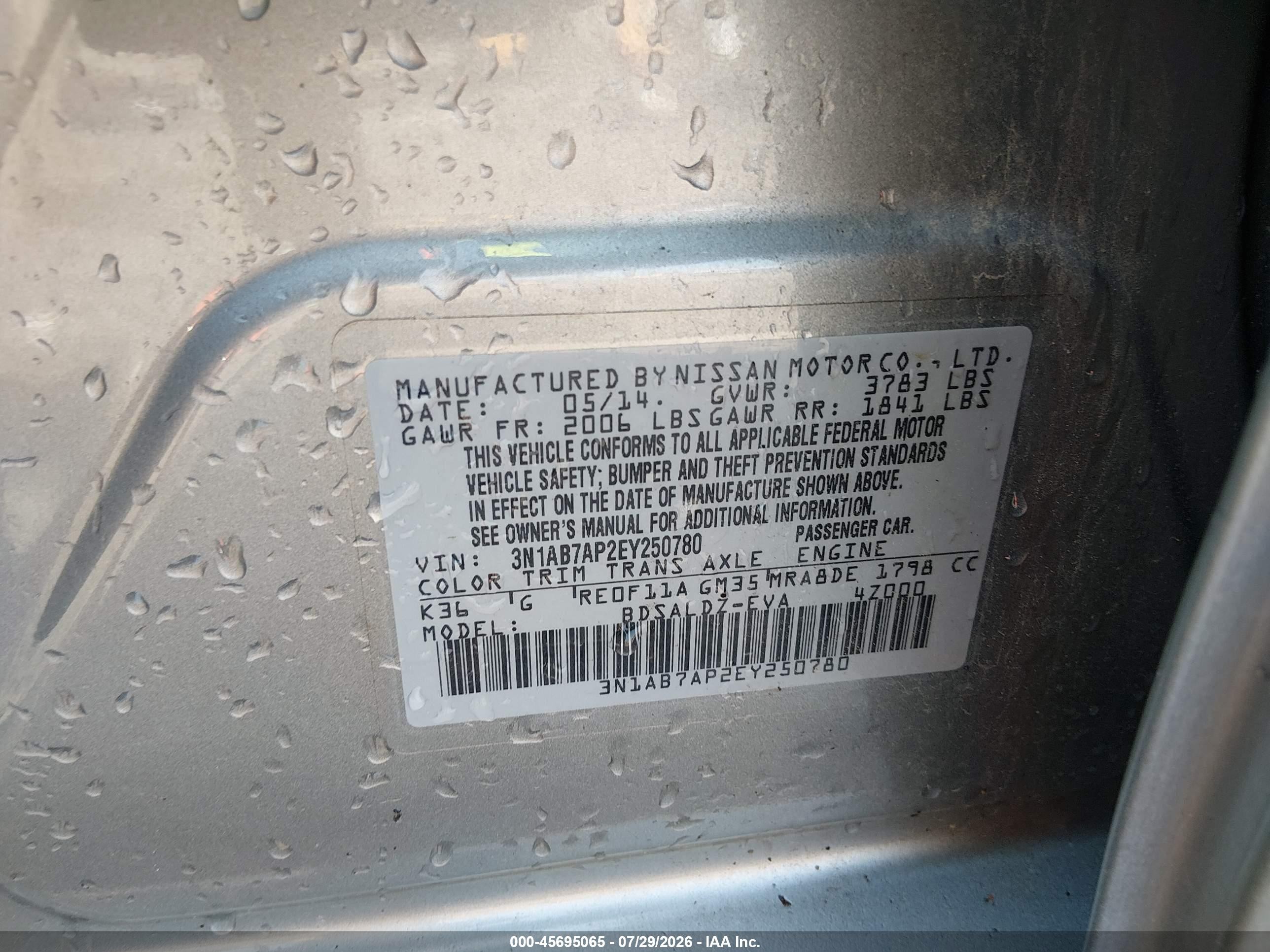 2014 Nissan Sentra Sv Gray vin: 3N1AB7AP2EY250780