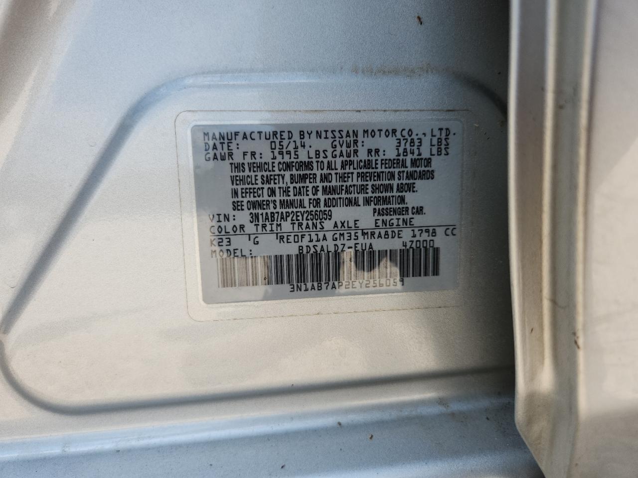 2014 Nissan Sentra Sv Silver vin: 3N1AB7AP2EY256059