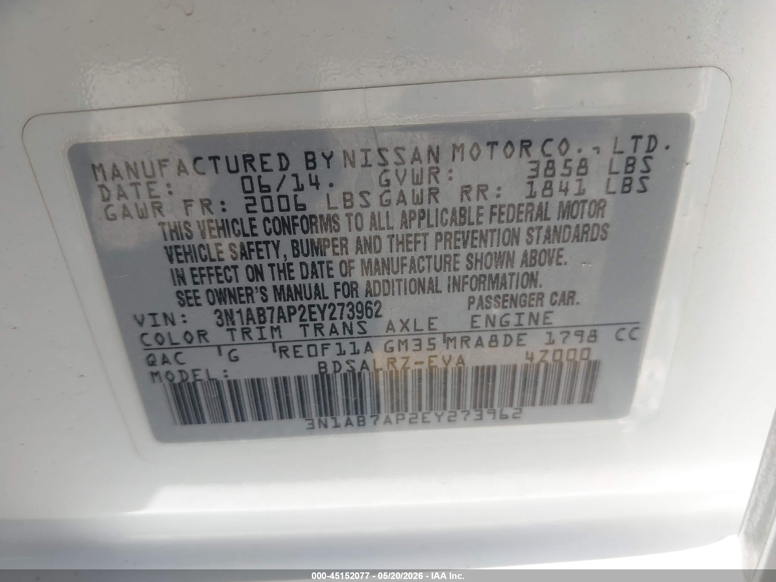 2014 Nissan Sentra Sr White vin: 3N1AB7AP2EY273962