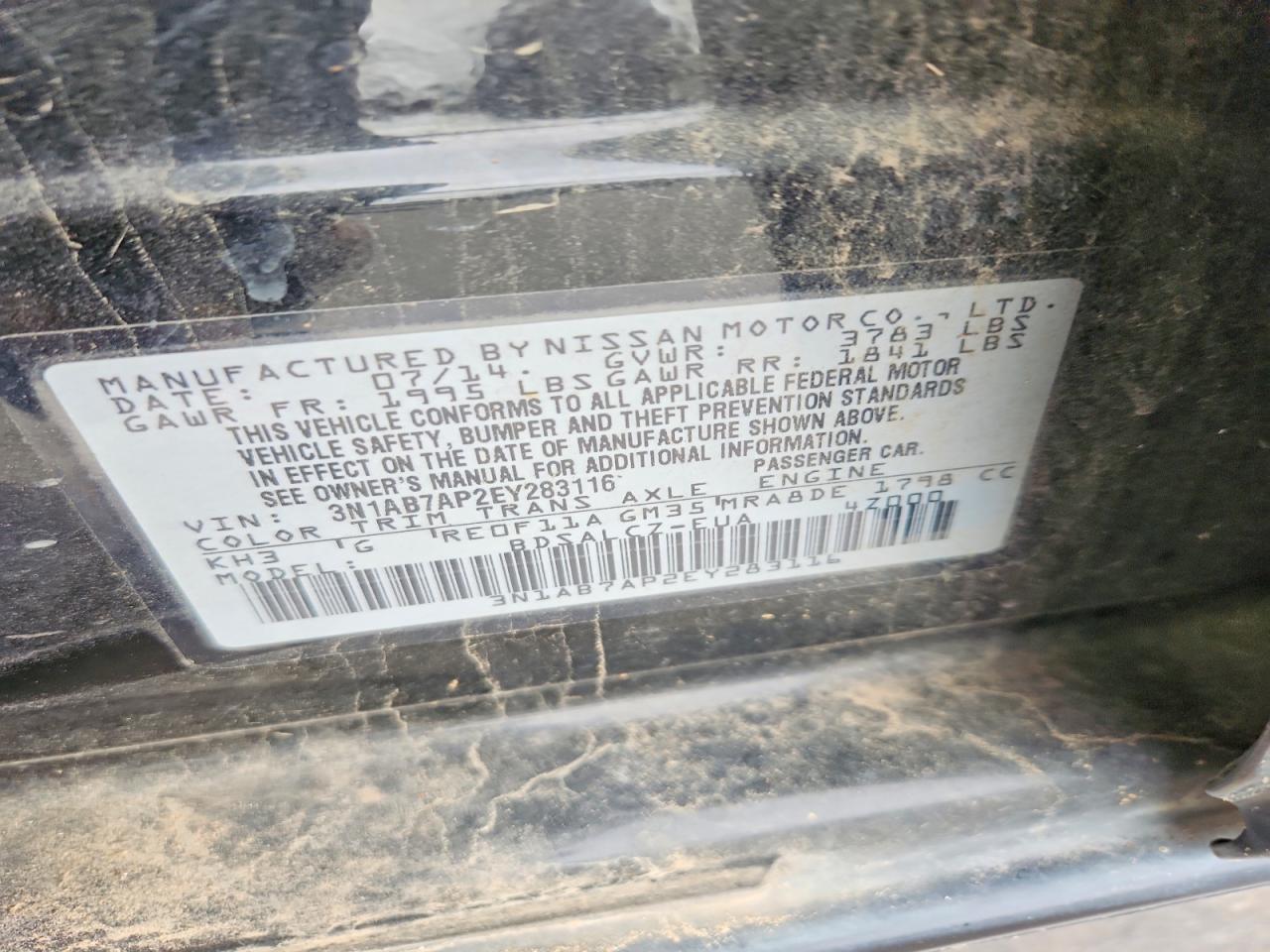 2014 Nissan Sentra S Black vin: 3N1AB7AP2EY283116