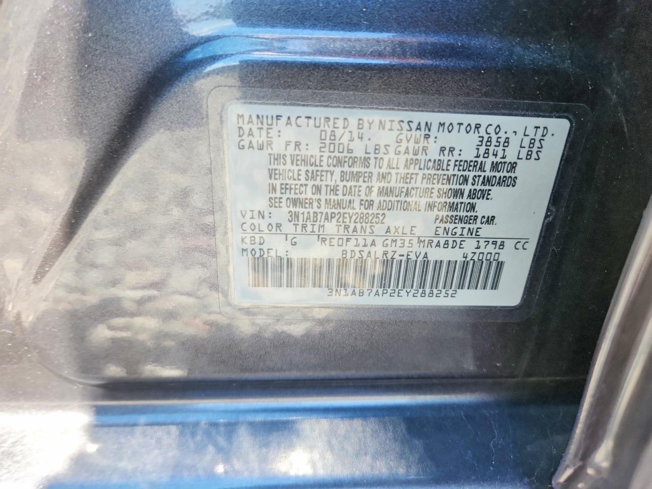 2014 Nissan Sentra Sr Gray vin: 3N1AB7AP2EY288252