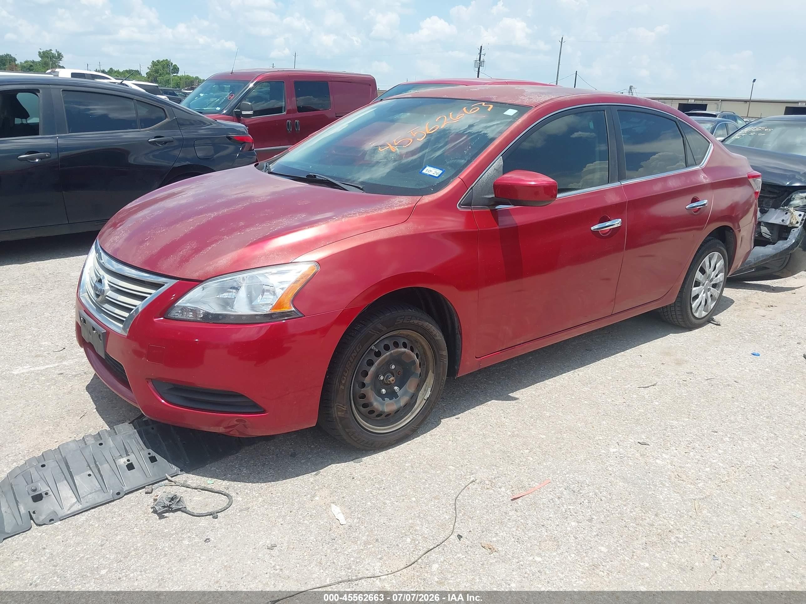 2014 Nissan Sentra Sv Red vin: 3N1AB7AP2EY294035