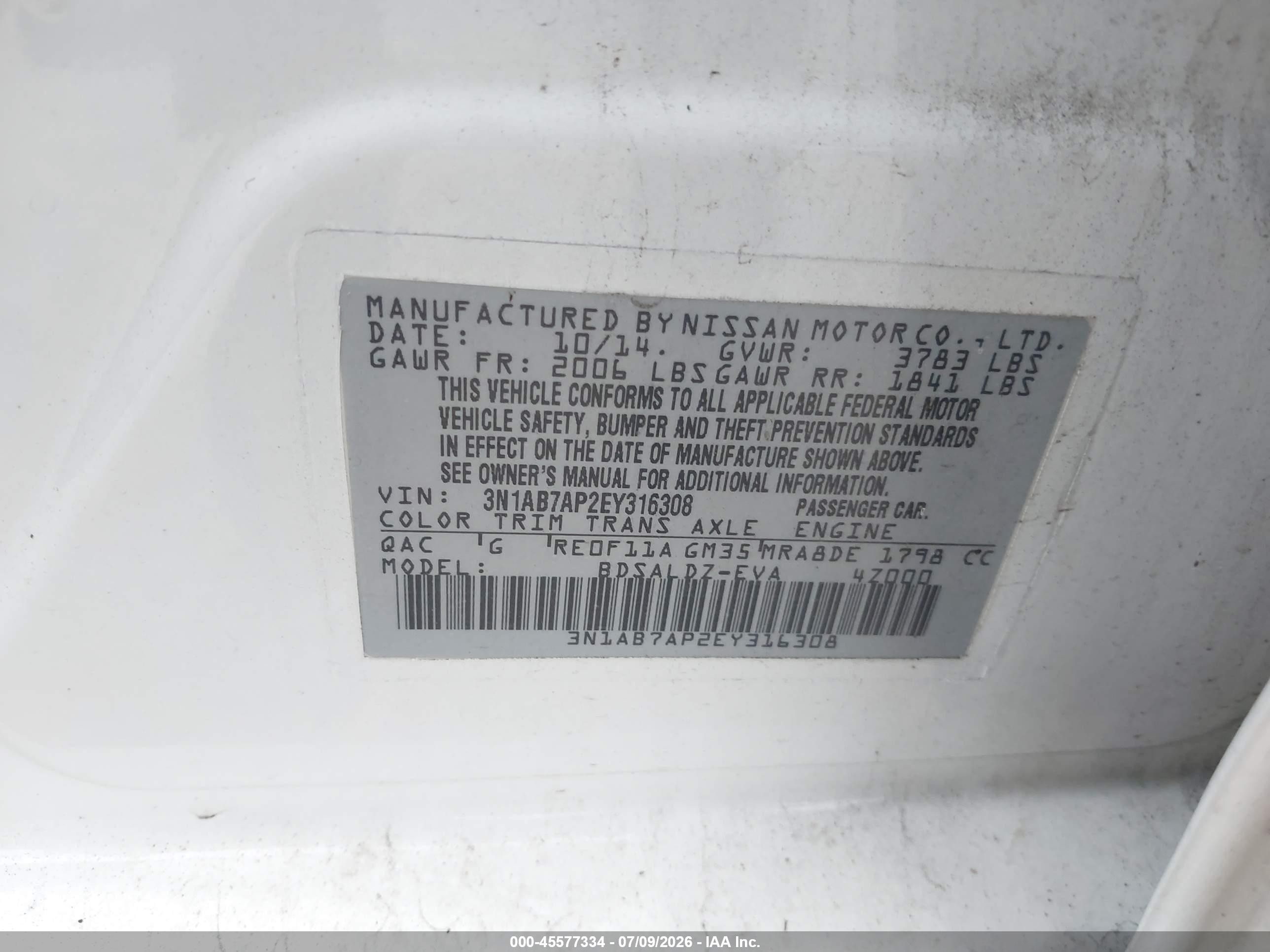 2014 Nissan Sentra Sv White vin: 3N1AB7AP2EY316308