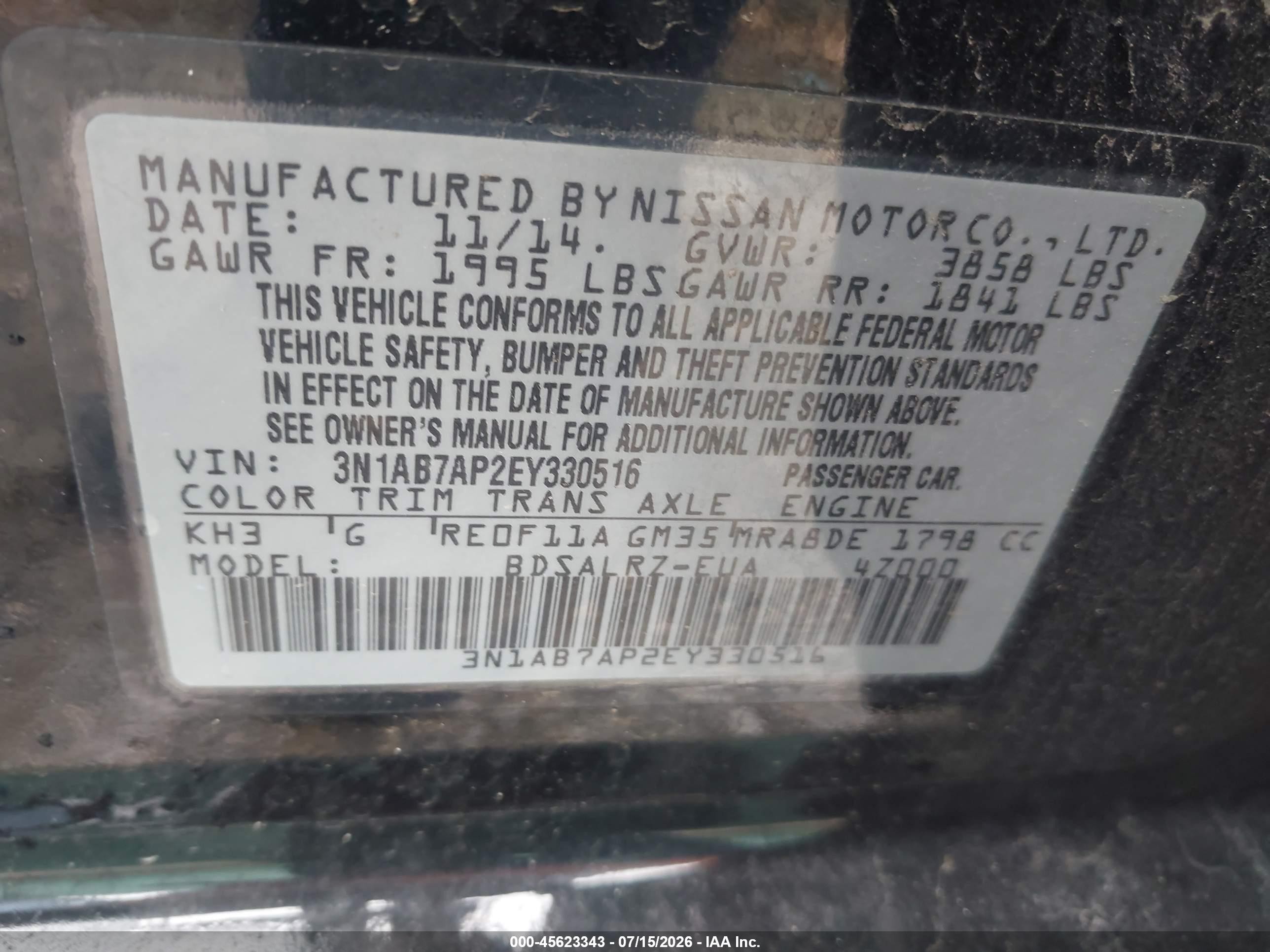 2014 Nissan Sentra Sr Black vin: 3N1AB7AP2EY330516