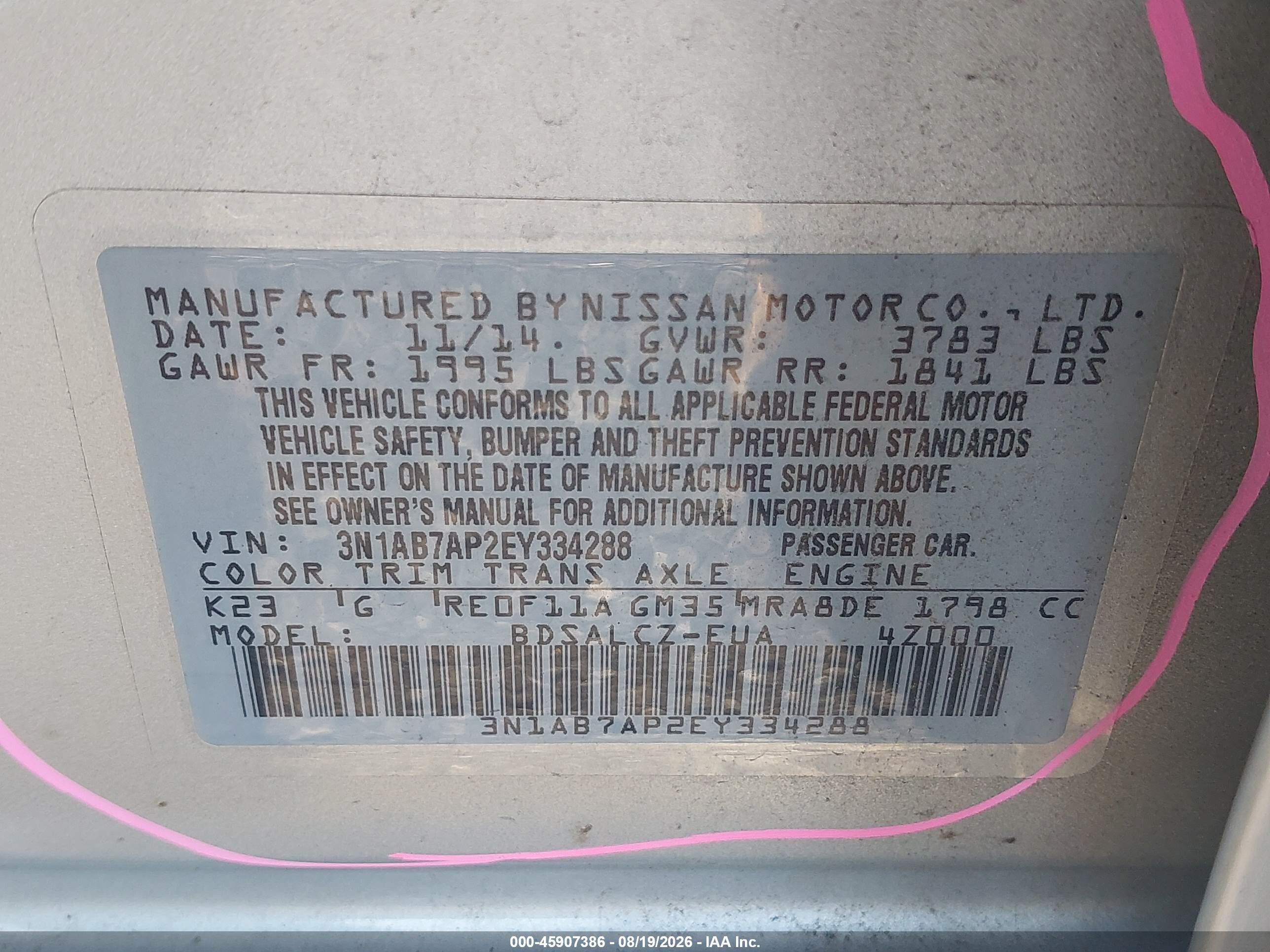 2014 Nissan Sentra Fe+ S Silver vin: 3N1AB7AP2EY334288