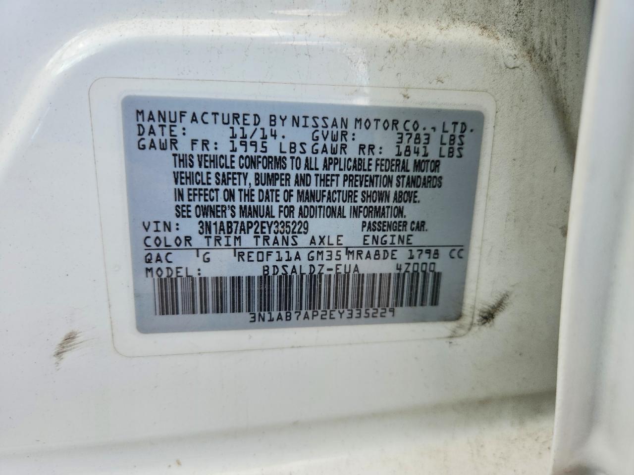 2014 Nissan Sentra Sv White vin: 3N1AB7AP2EY335229