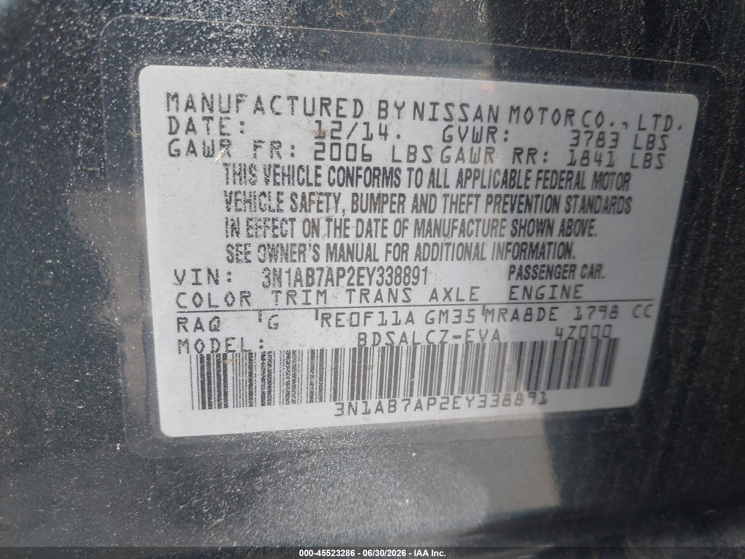 2014 Nissan Sentra S Blue vin: 3N1AB7AP2EY338891