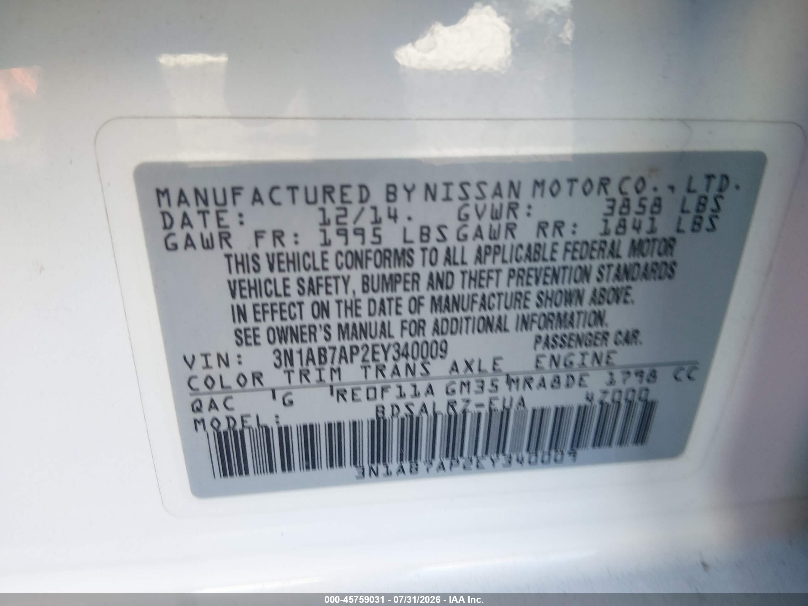 2014 Nissan Sentra Sr White vin: 3N1AB7AP2EY340009
